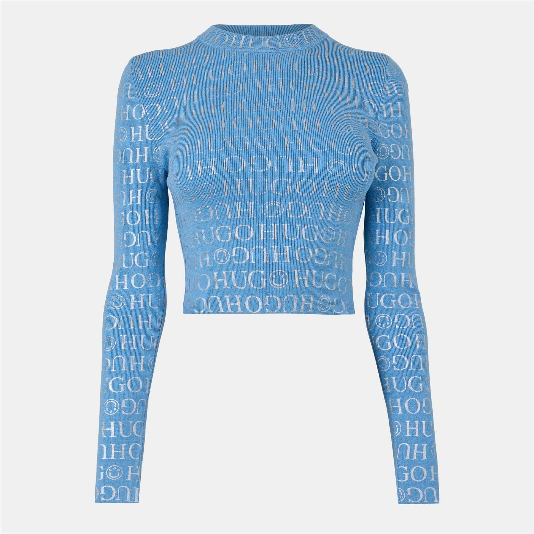 Hugo Cropped Mock Neck Slim Fit Sweater
