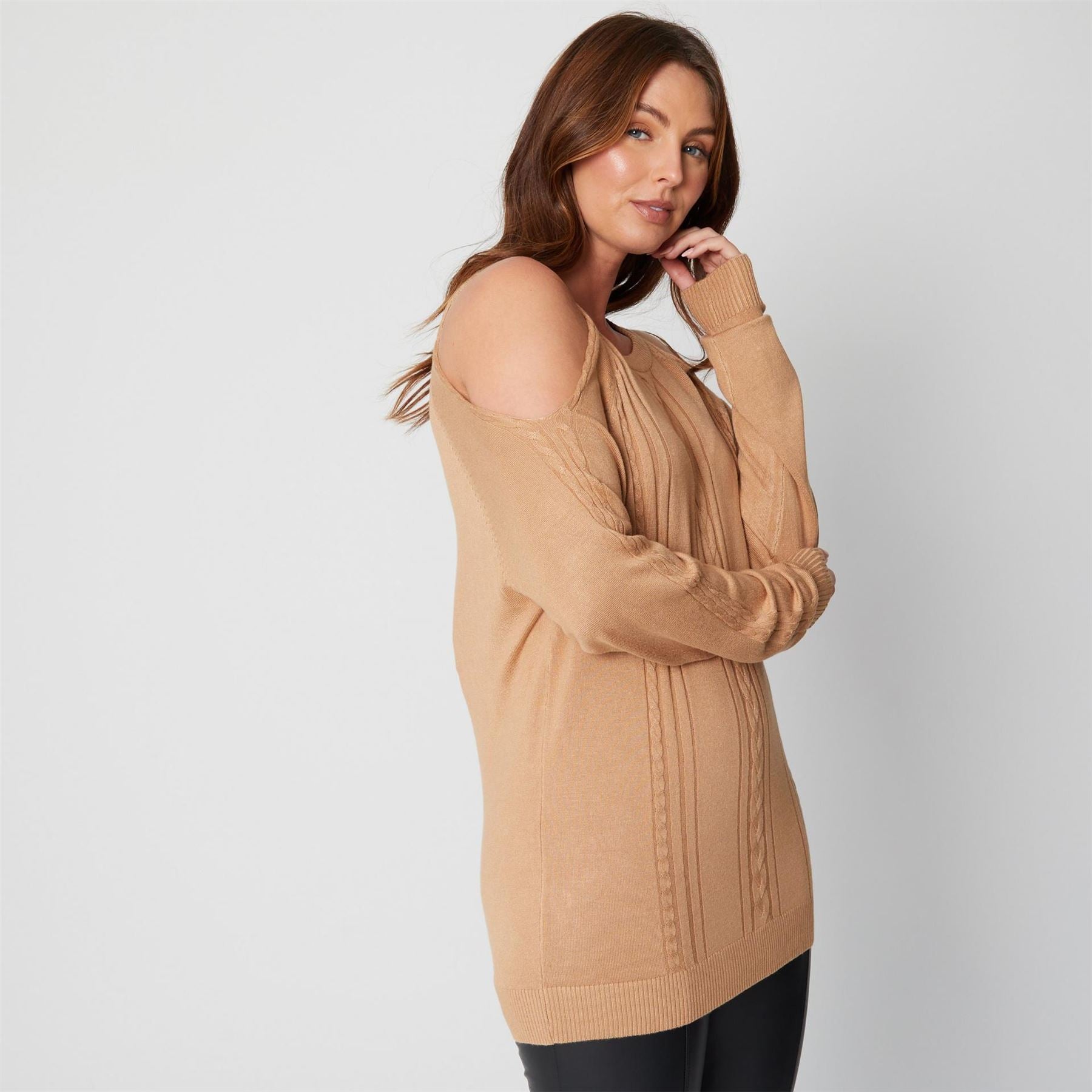 Be You Cold Shoulder Fine Knit Jumper