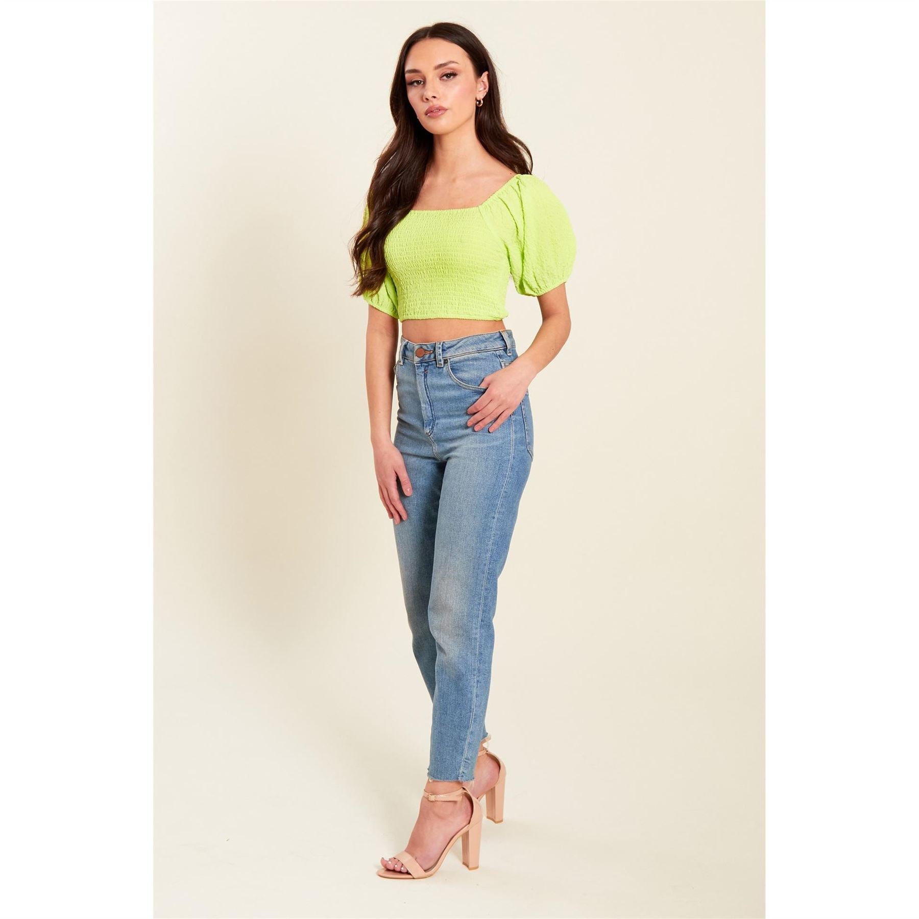 Be You Womens Shirred Crop Top