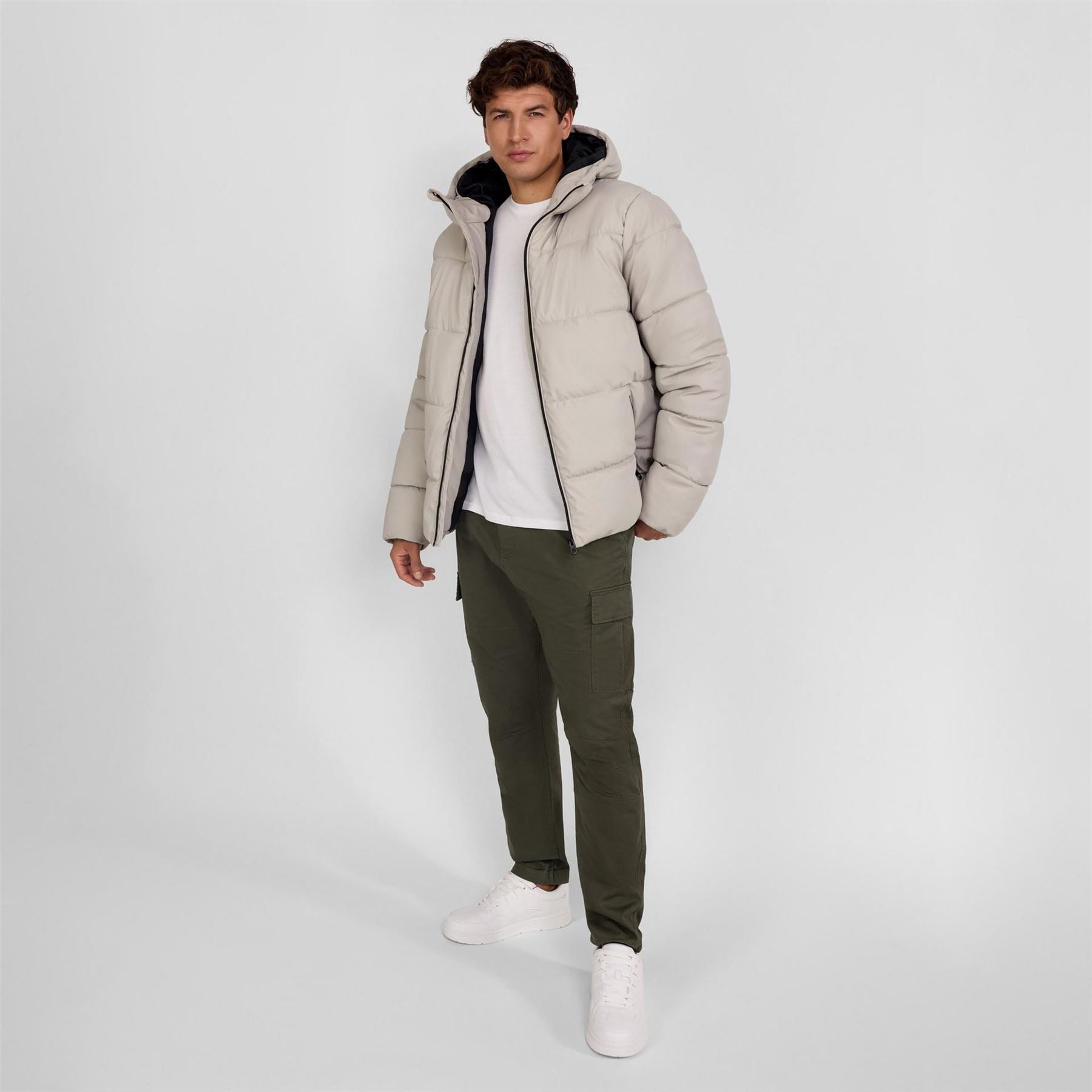 Minoti Pu Jacket With Hood And Zip Pockets Grey