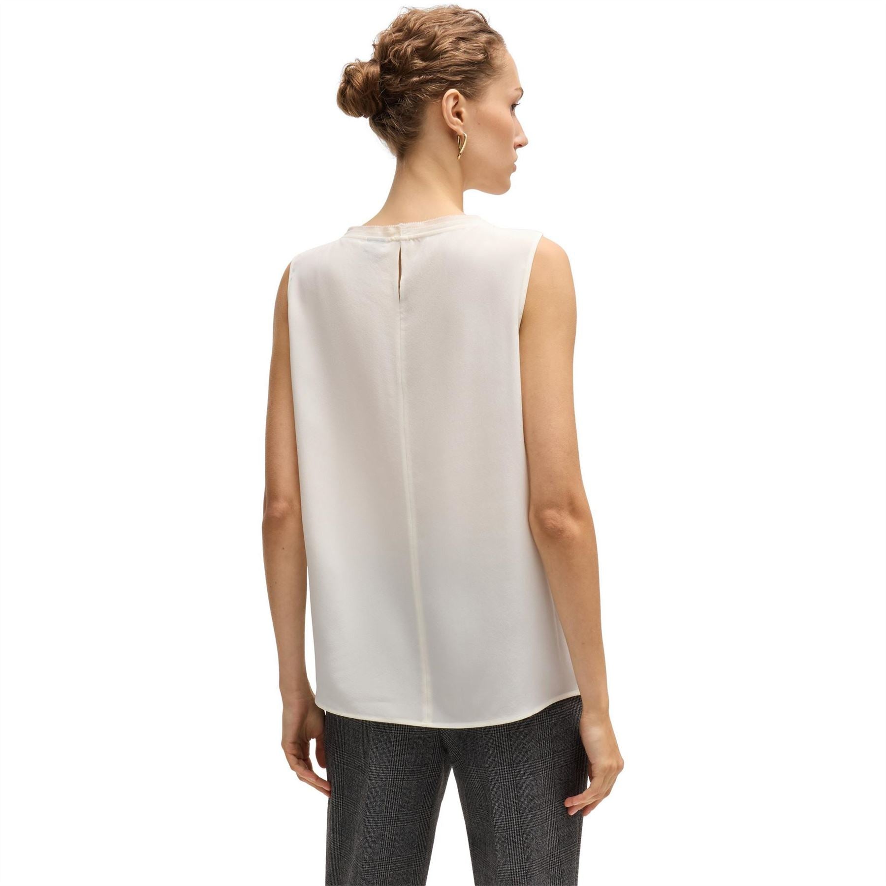 Boss Jewel Neck Sleeveless Regular Fit Blouse