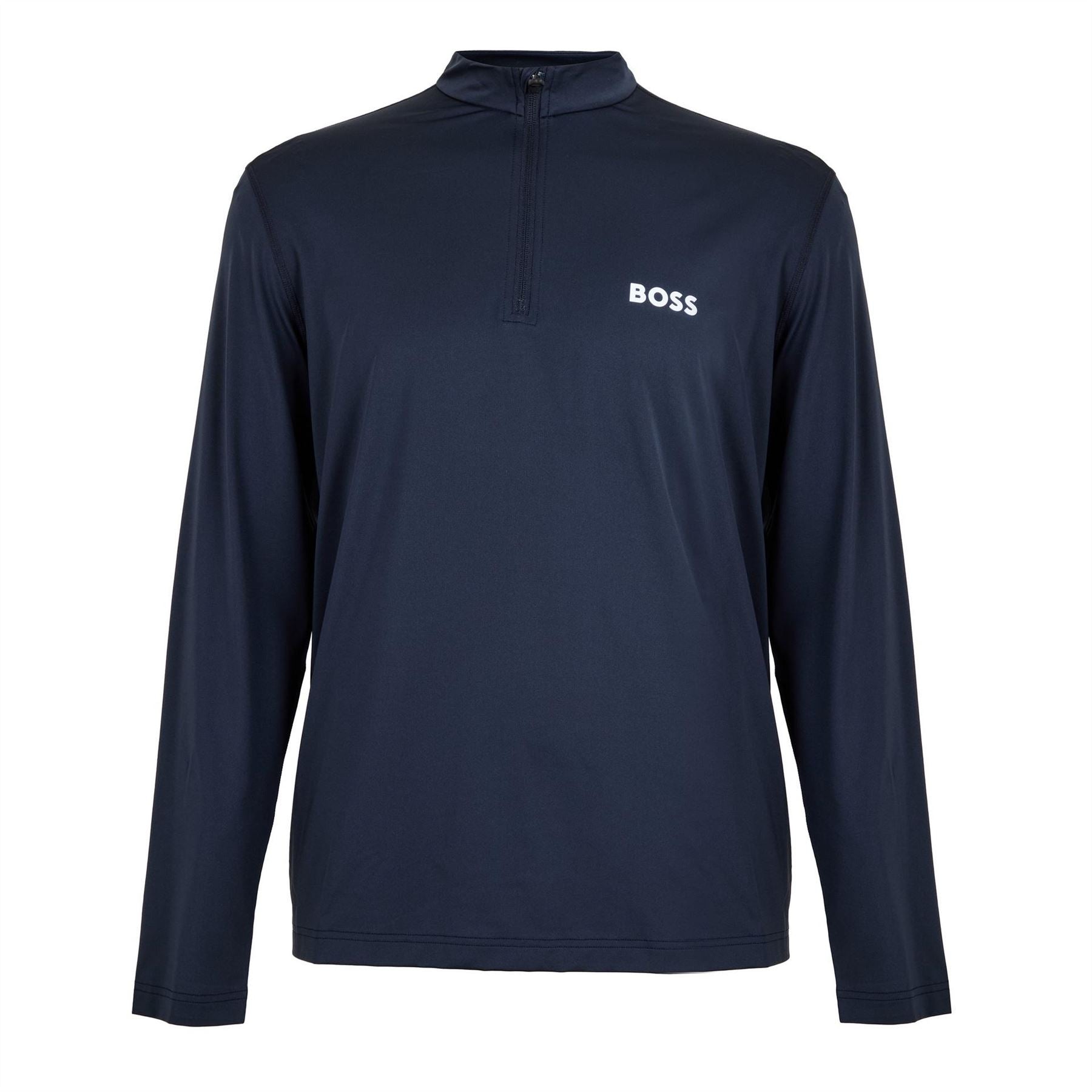 Boss Lacoste Lettering Zip Neck Long Sleeve Athletic Top