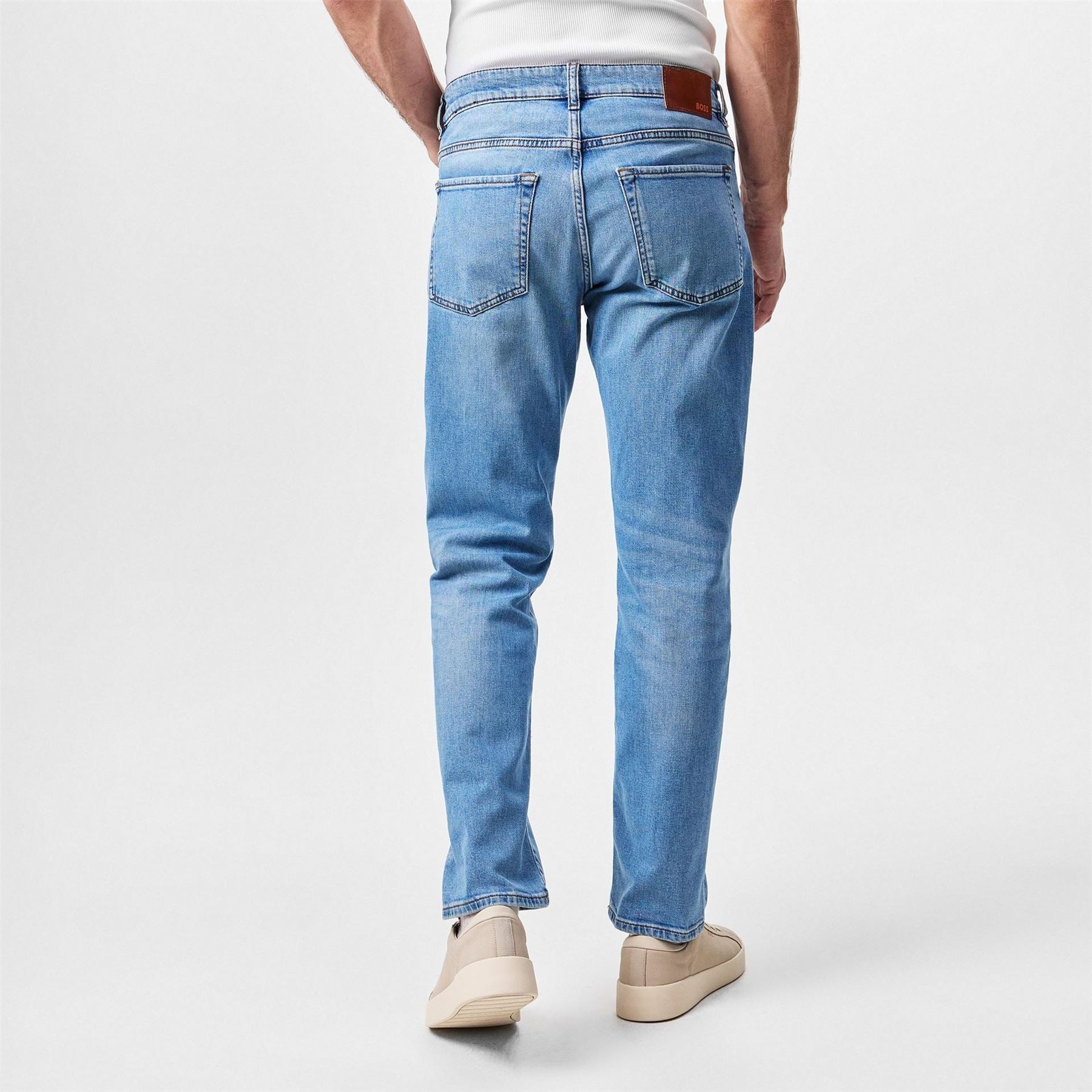 Boss Re.maine Bc Straight Denim Jeans With Iconic Logo Patch