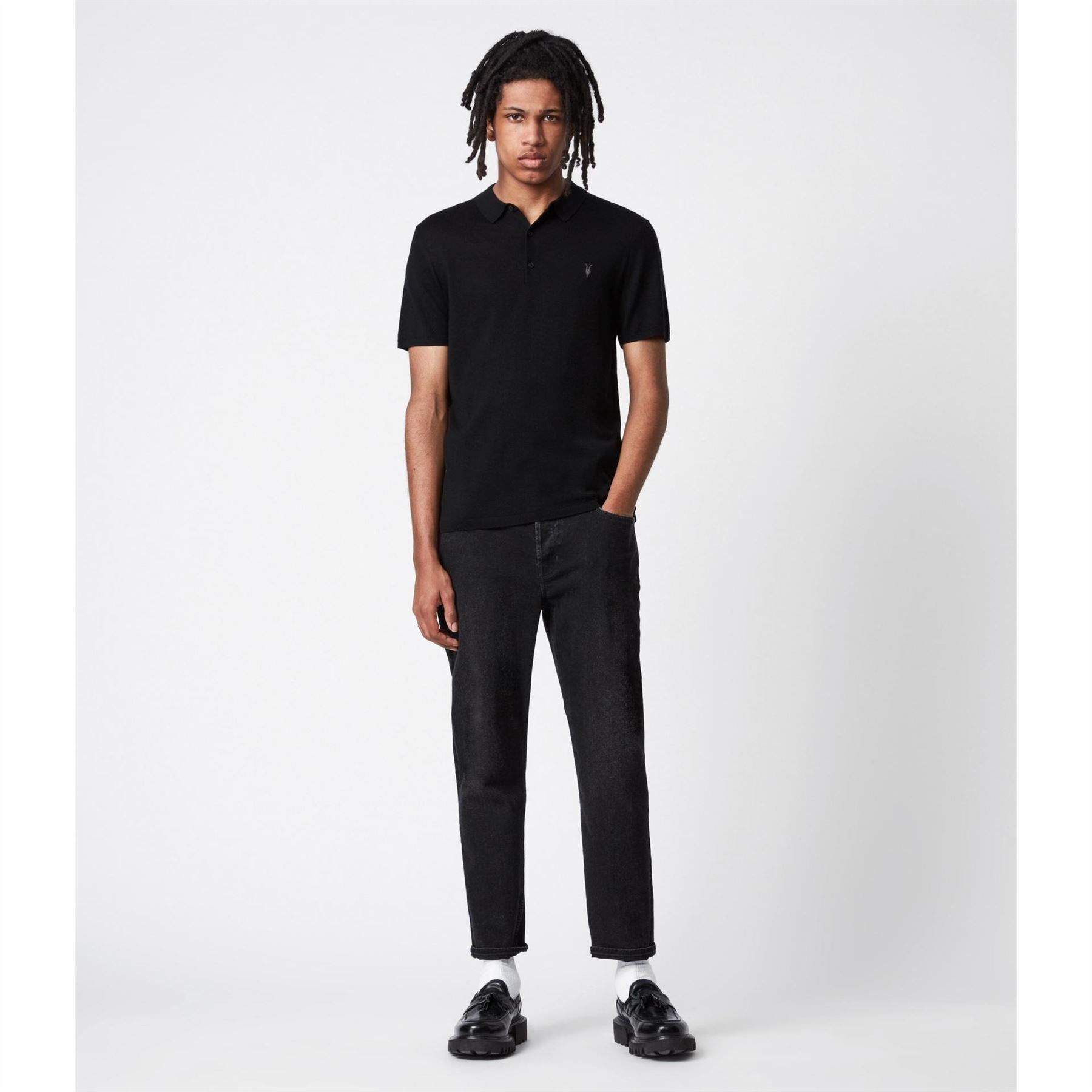 AllSaints Merino Short Sleeve Polo