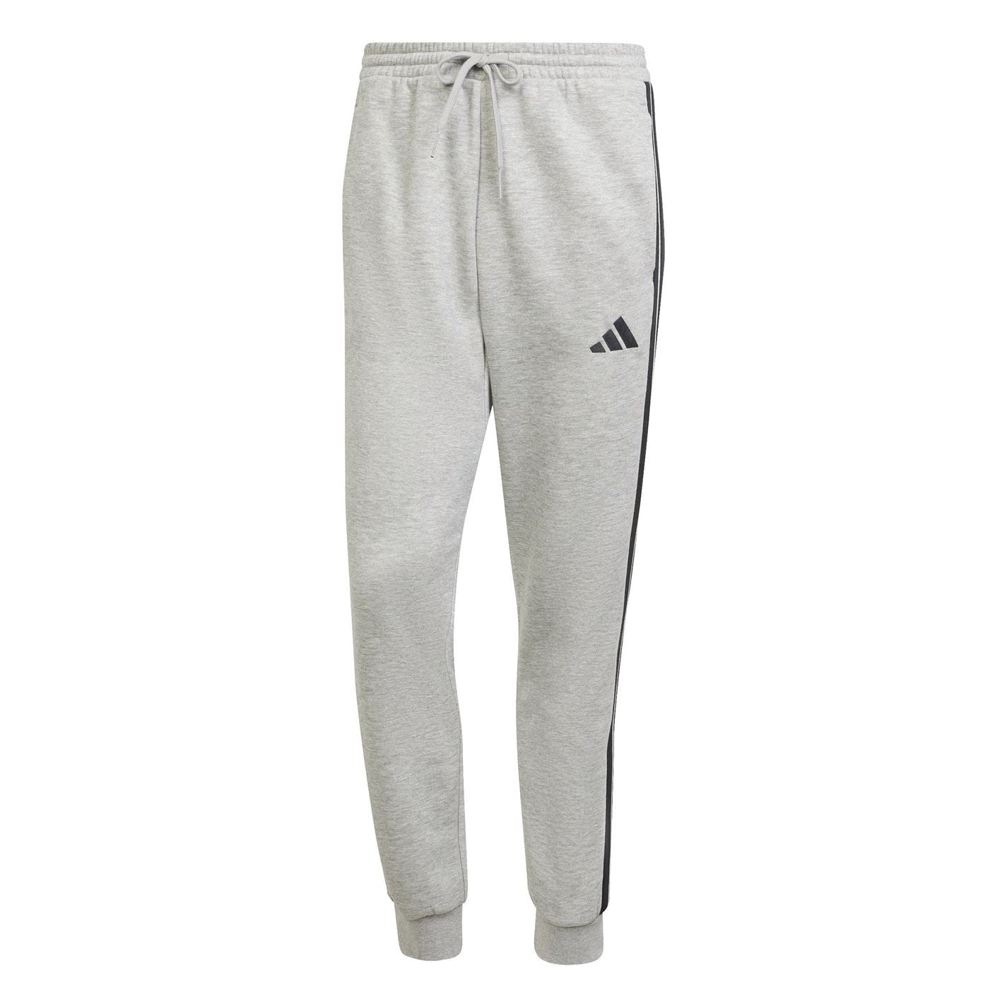 adidas Fleece Tapered Cuff 3 Stripes Joggers M