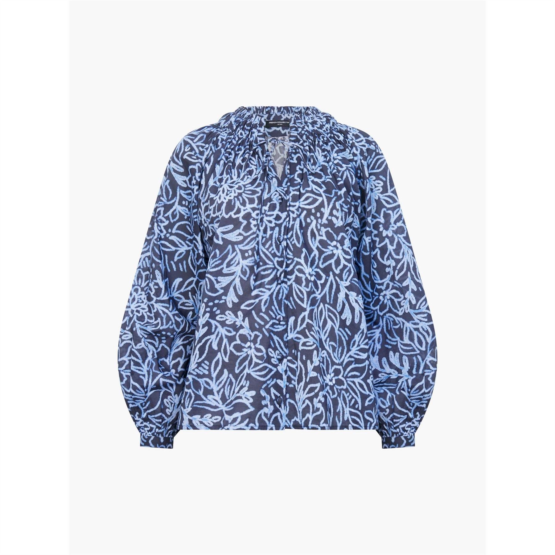 French Connection Relaxed Fit Tie Neck Long Sleeve Blouse