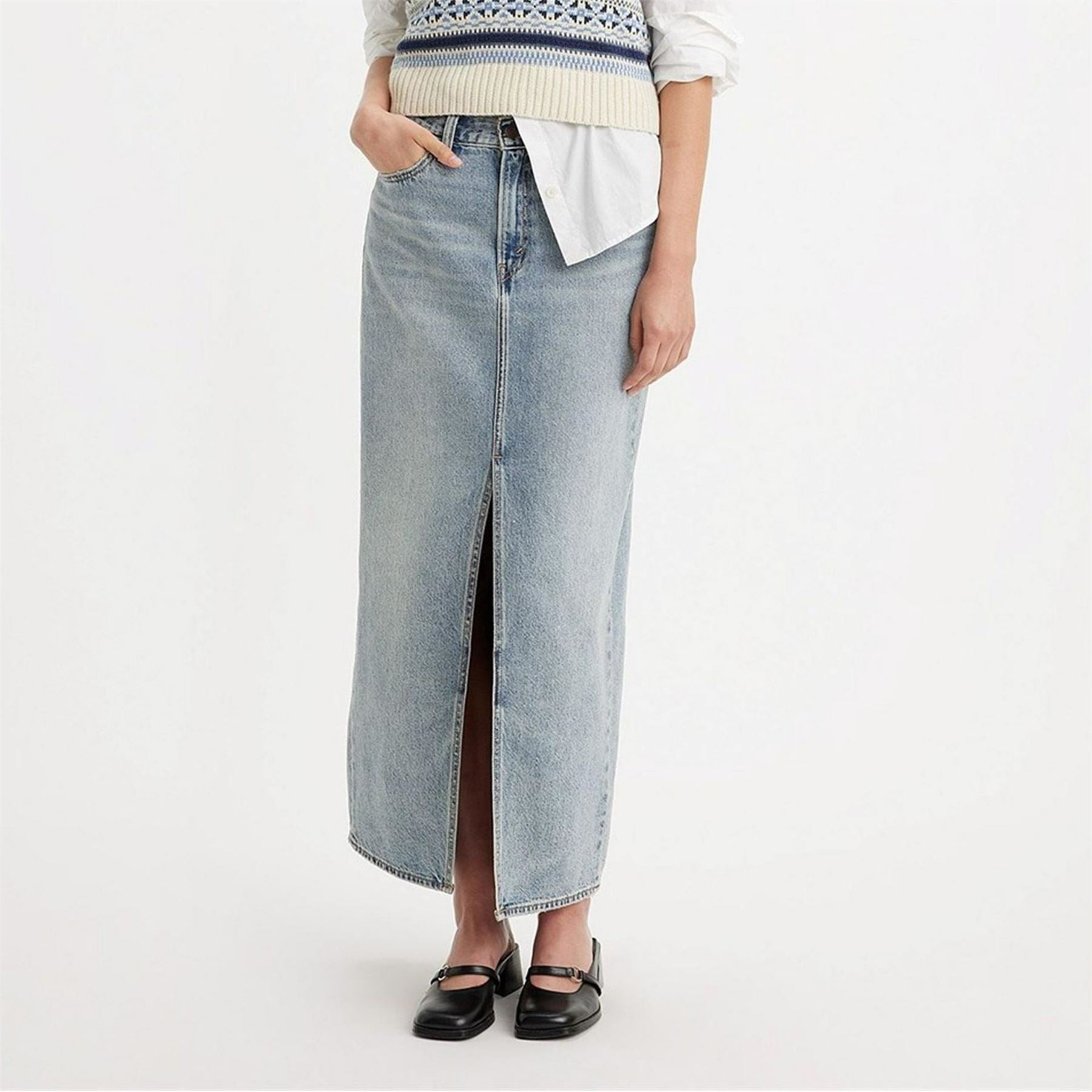 Levis Ankle Column Denim Skirt