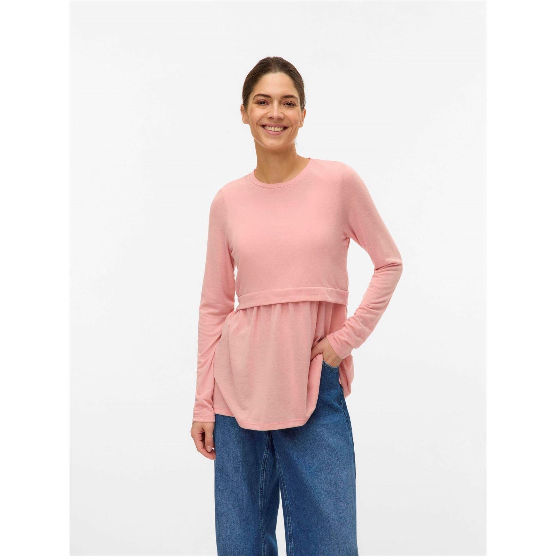 Mamalicious Crew Neck Puff Sleeve Long Sleeve Top