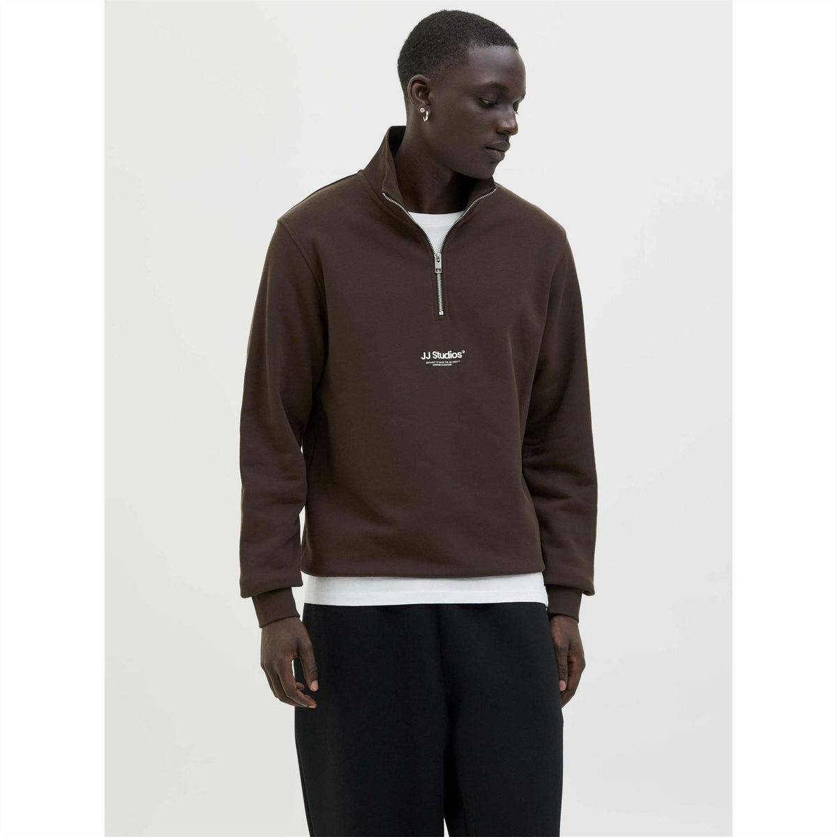 Jack and Jones Jjesoho Sweatshirt Quarter Zip Cotton Fleece Top