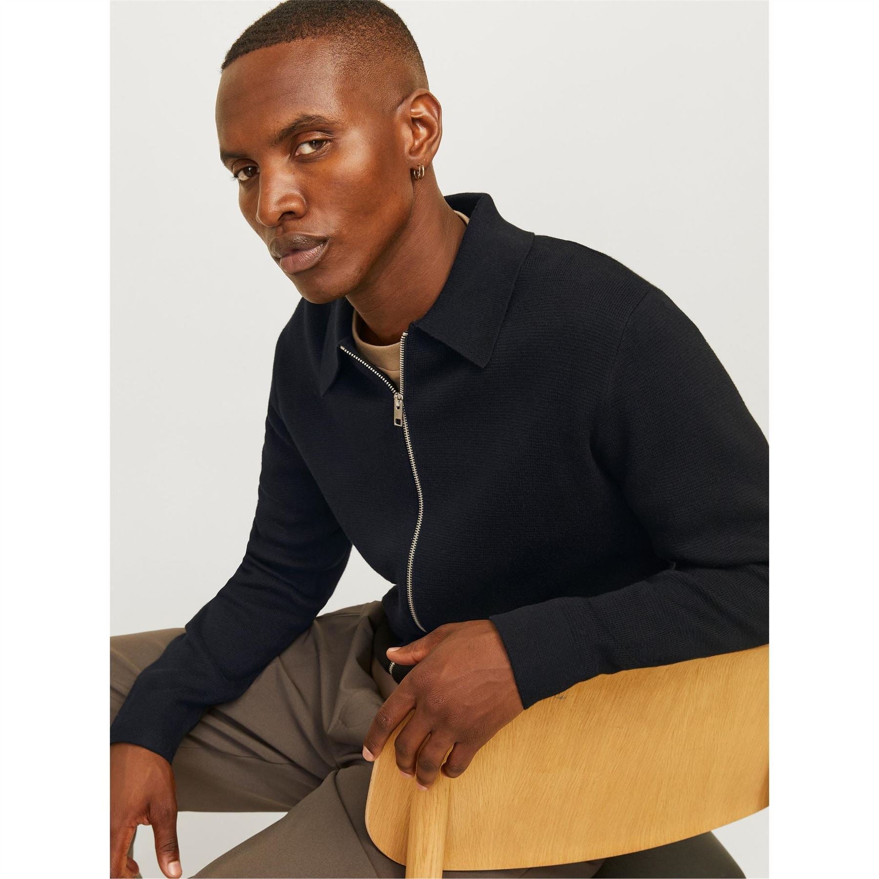 Jack and Jones Stitch Knitted Full Zip Fleece Fabric