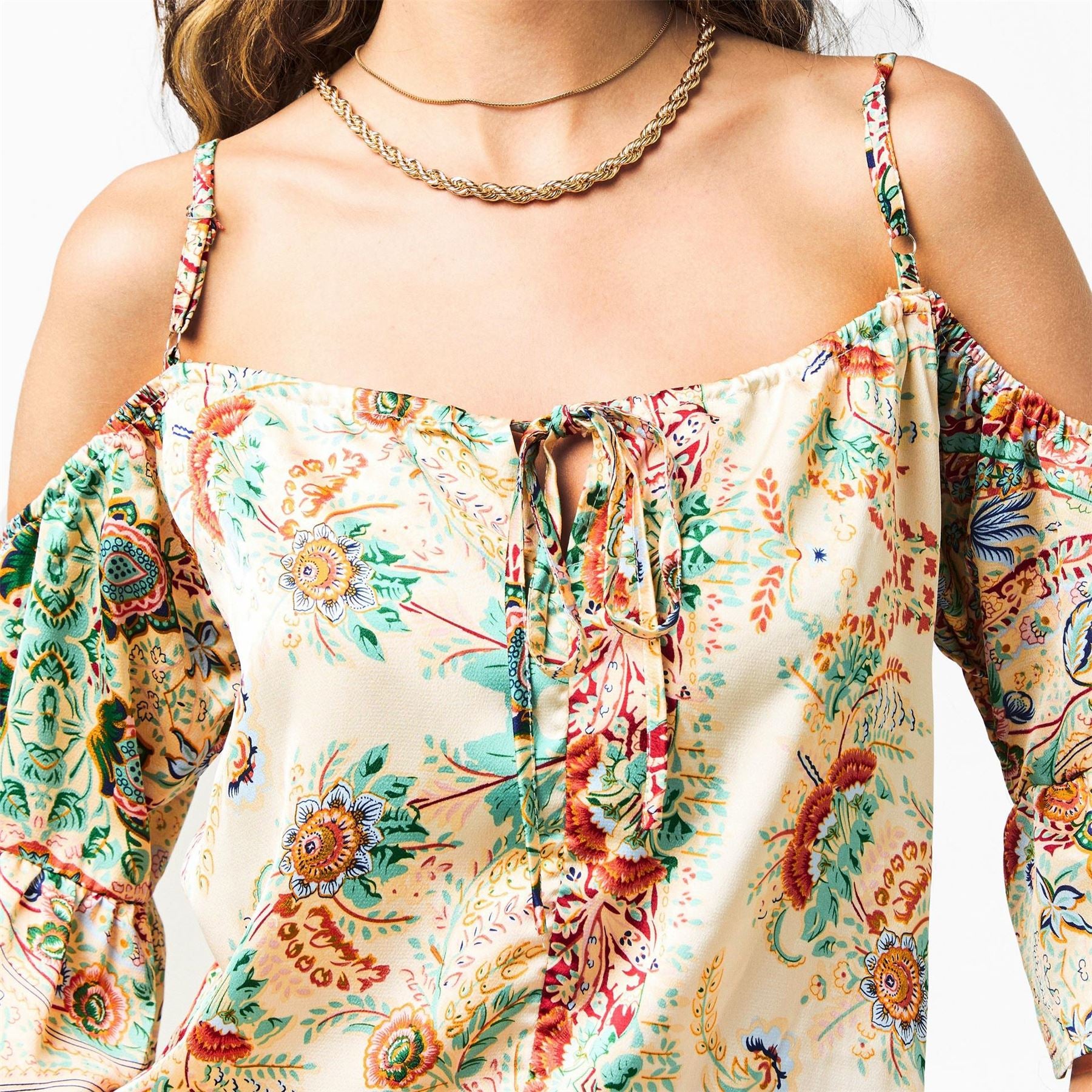 AX Paris Paisley Print Cut Out Shoulder Top