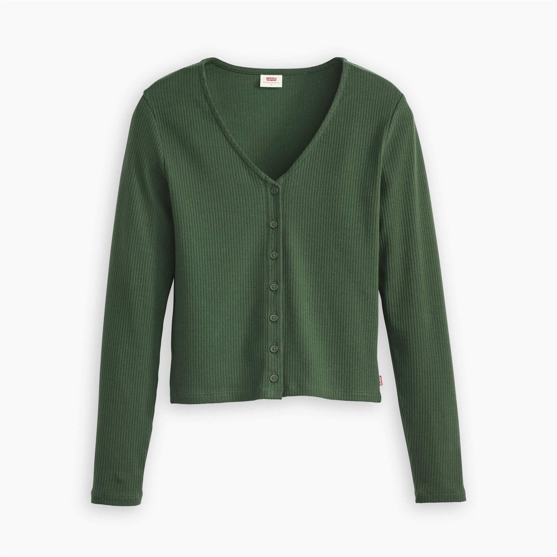 Levis Muse Slim Fit Cropped V-Neck Long Sleeve T-Shirt
