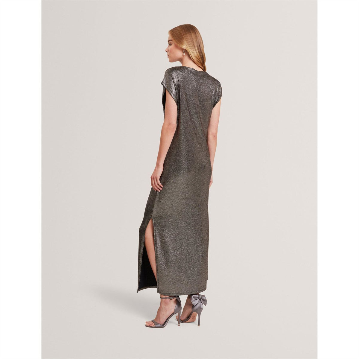 Ted Baker Metallic Boat Neck Short Sleeve Maxi Dress