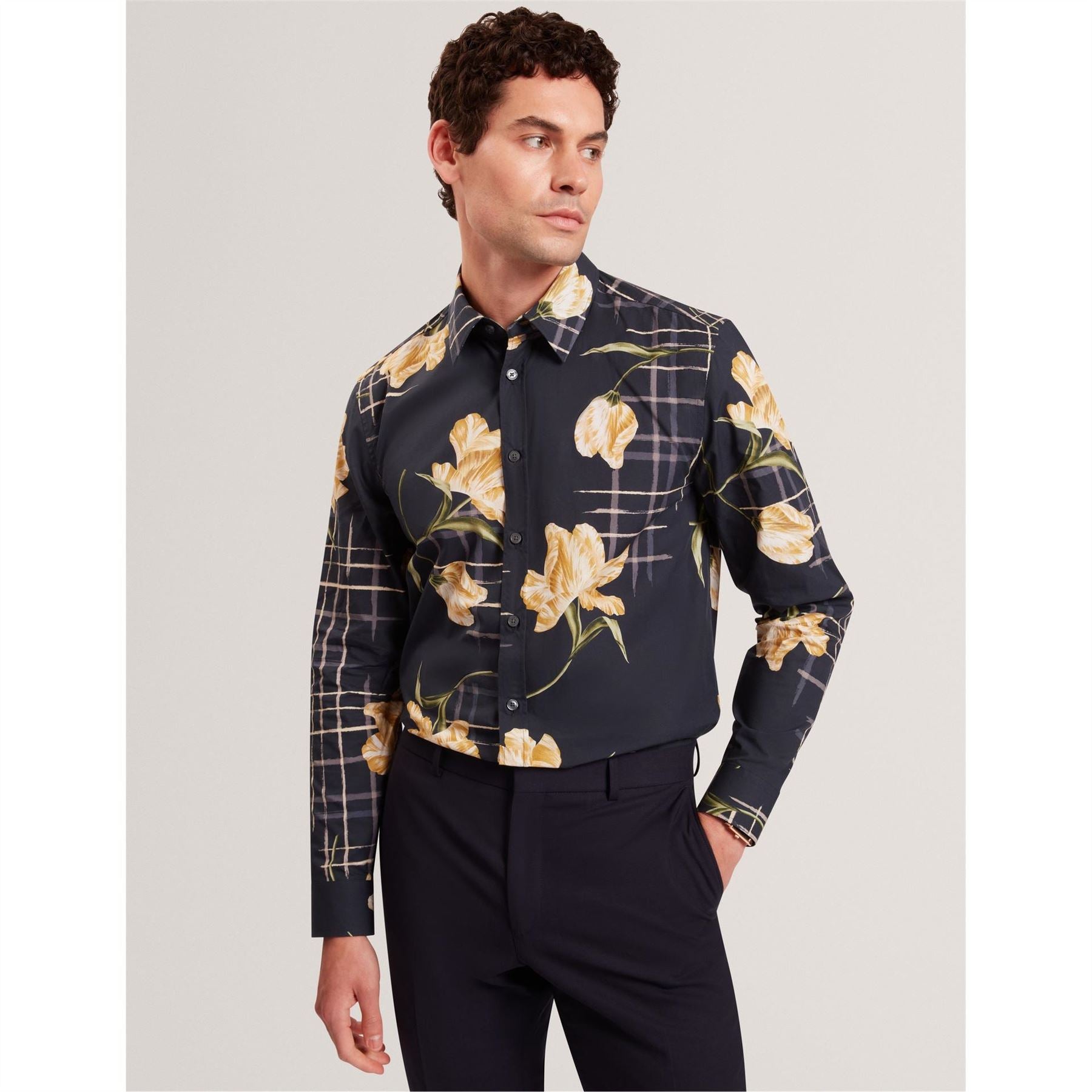 Ted Baker Floral Buddha Collared Long Sleeve Shirt