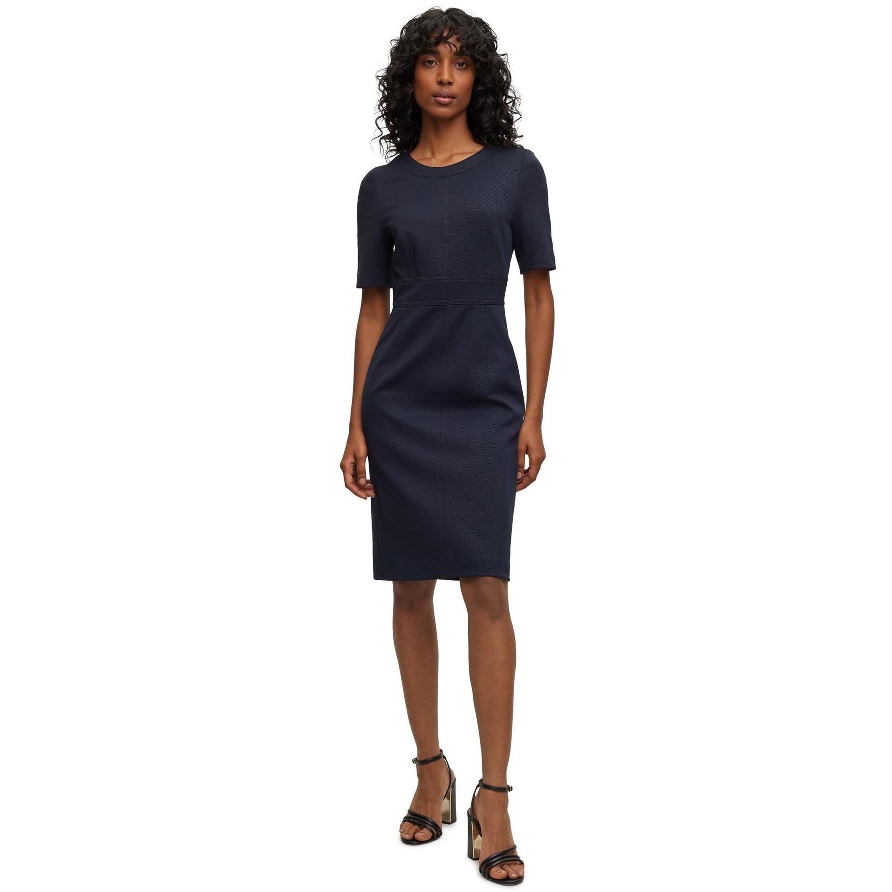 Boss Dirula Jewel Neck Short Sleeve Knee Length Dress