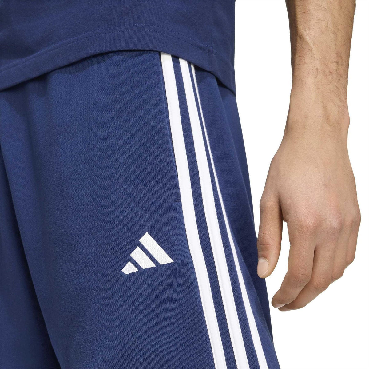 adidas Mens Essentials 3 Stripe Fleece Shorts