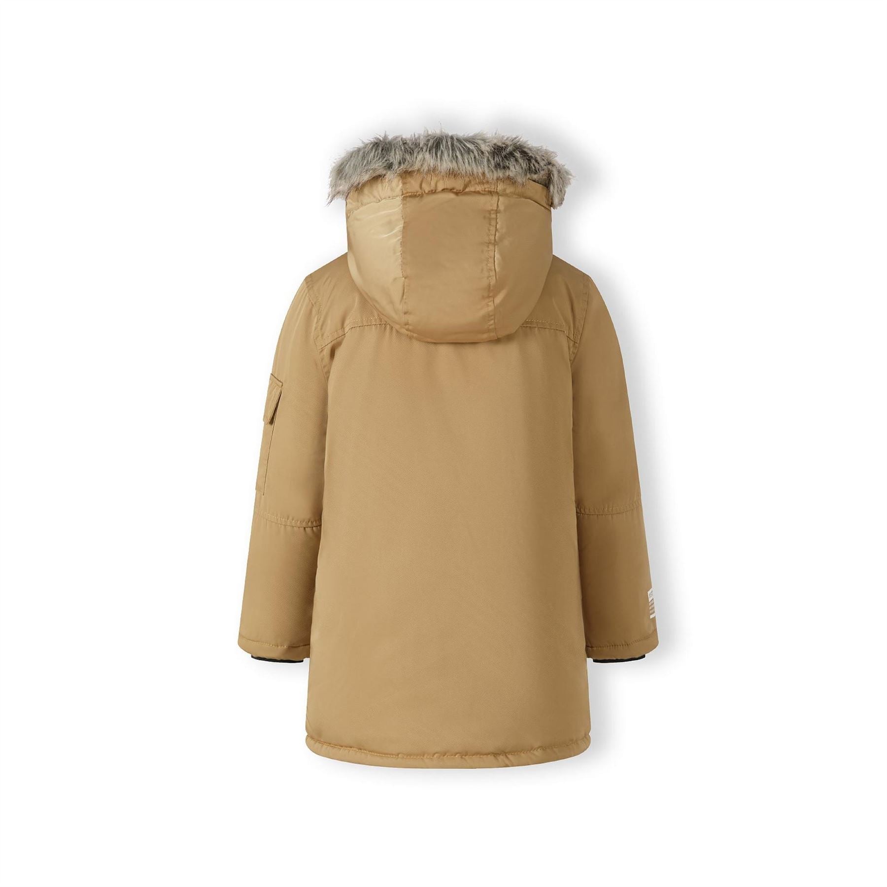 Minoti Boys Long Parka With Fur Hood And Chest Pocket Beige