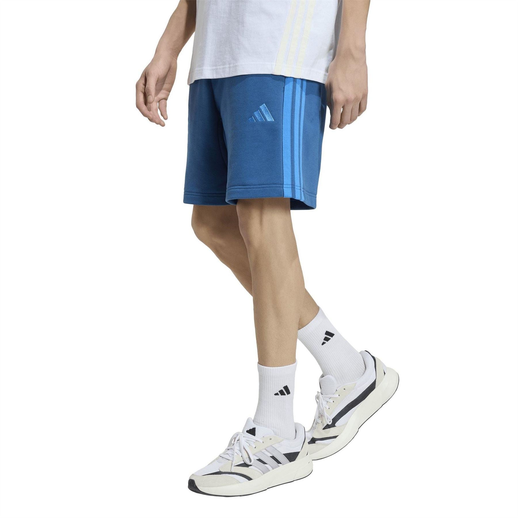 adidas Mens Essentials 3 Stripe Fleece Shorts