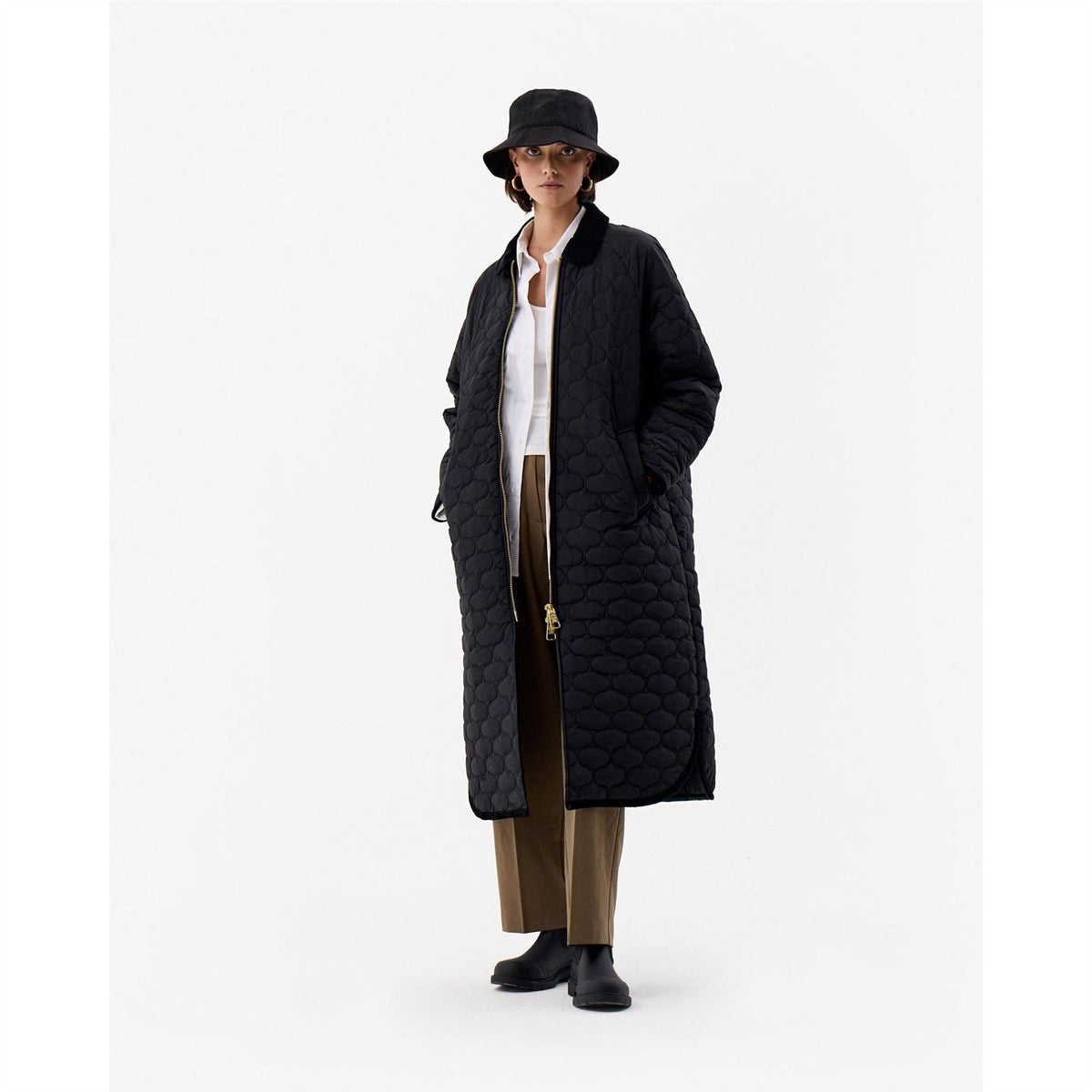 Hunter Fionn Abstract Patterned Cocoon Coat with Side Pocket