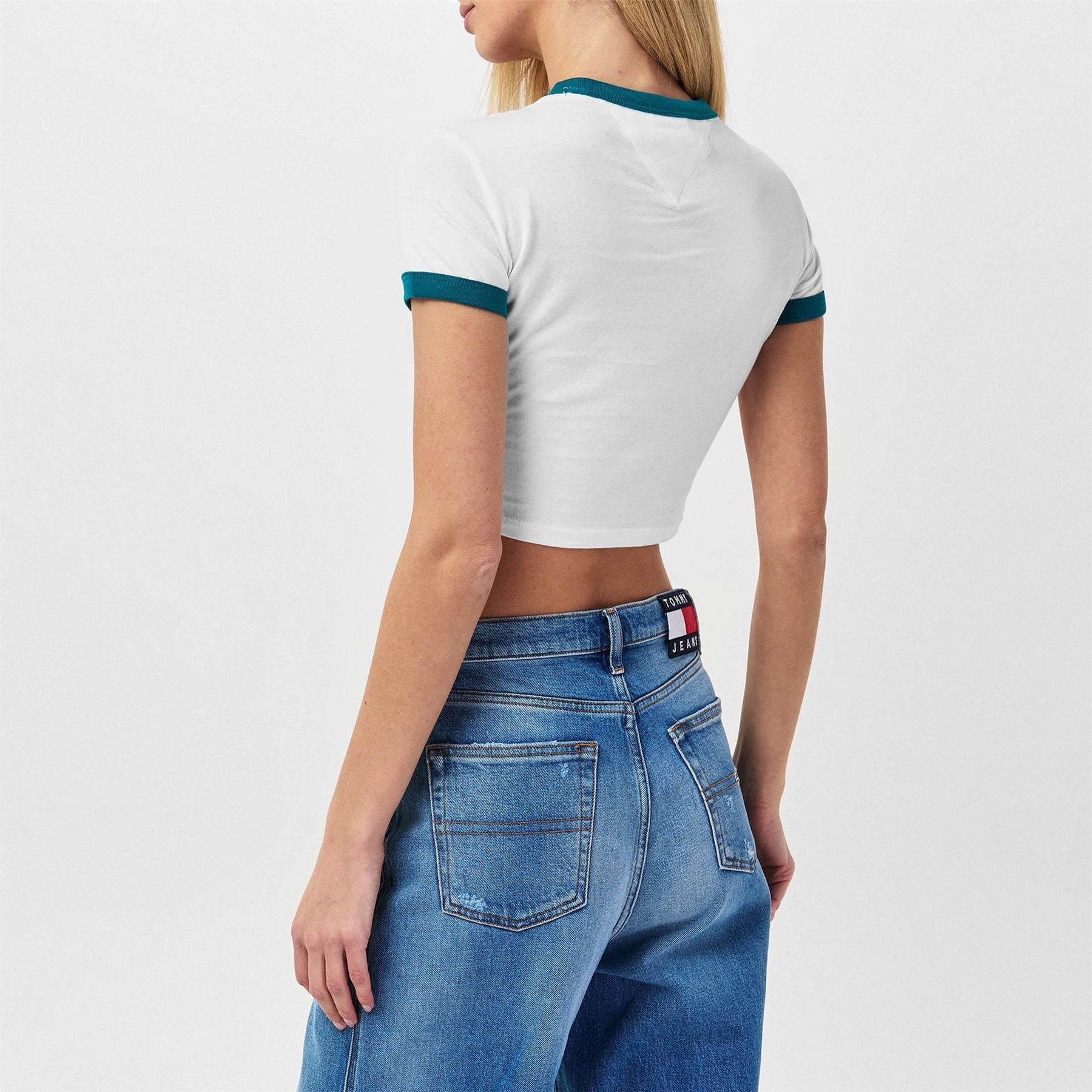 Tommy Jeans Cropped Lettering Ringer T-Shirt