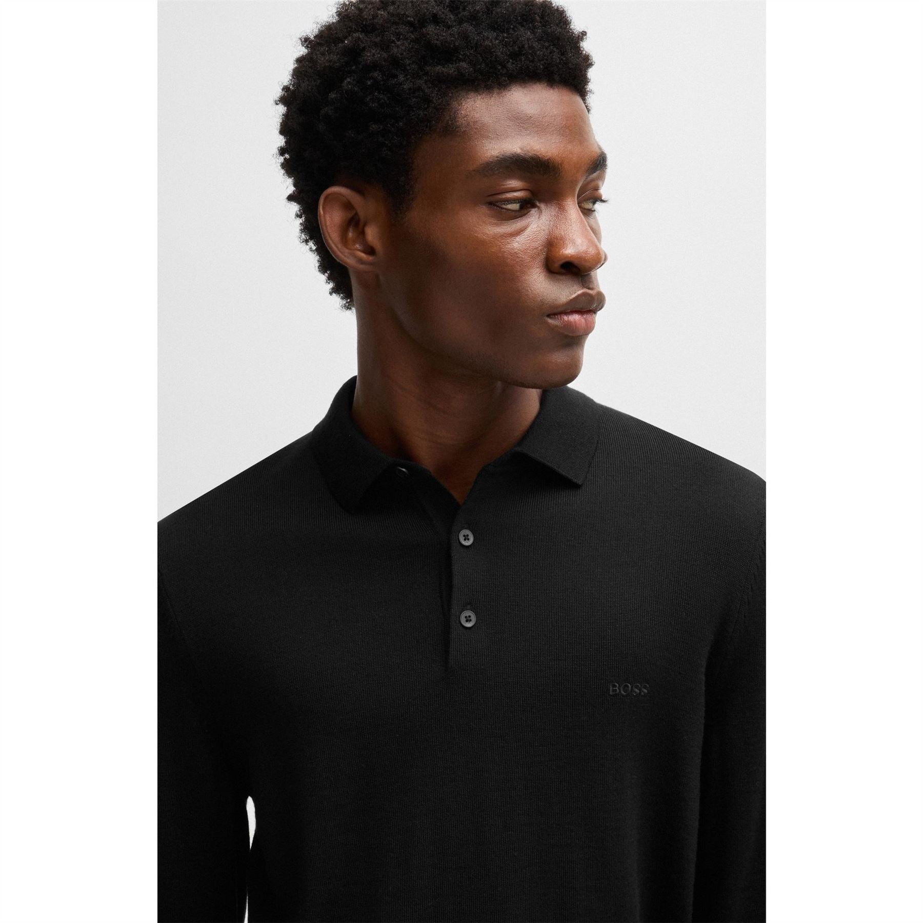 Boss Bono Black Knitted Crew Neck Jumpers