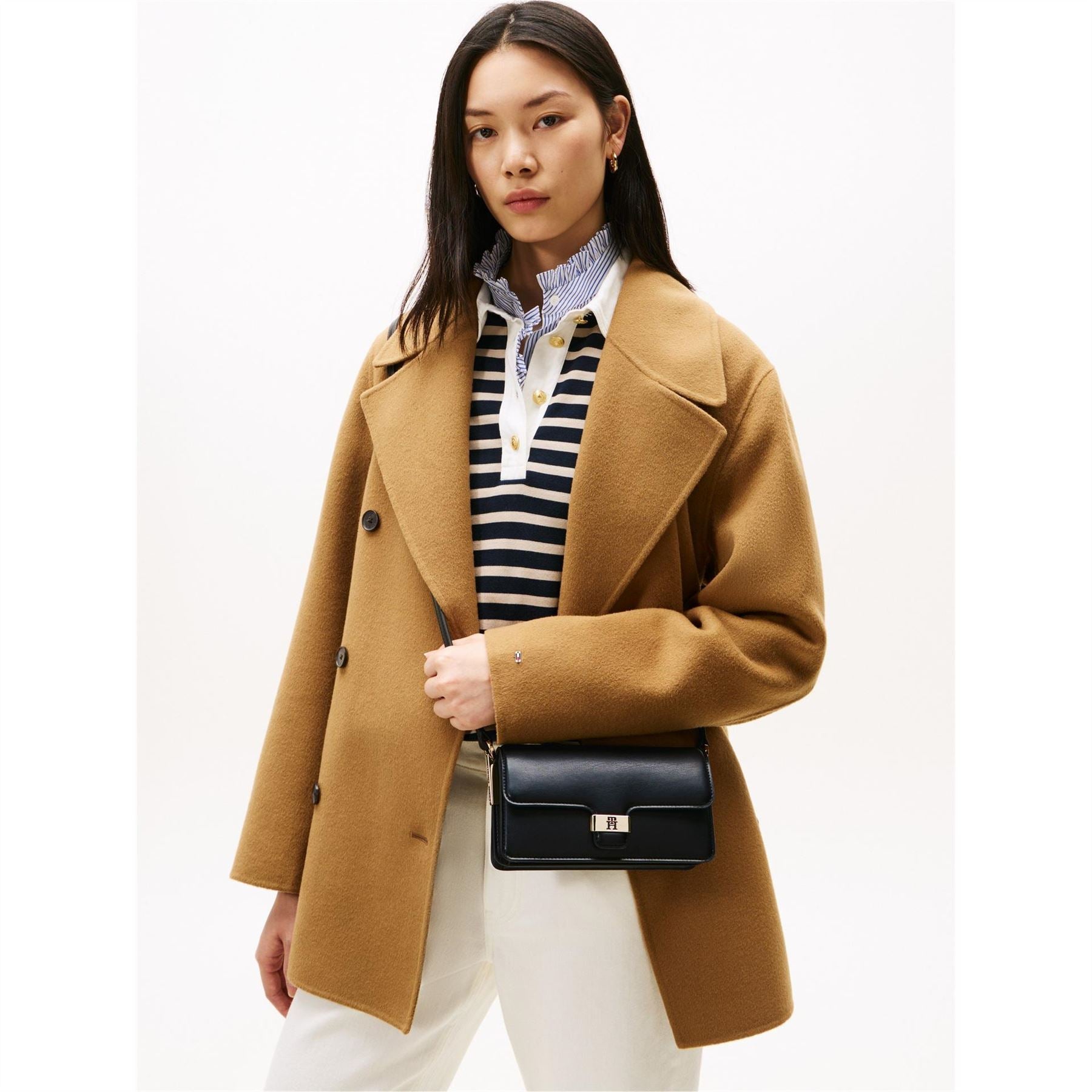 Tommy Hilfiger Icon Shoulder Baguette Bag with Gold Tone Hardware