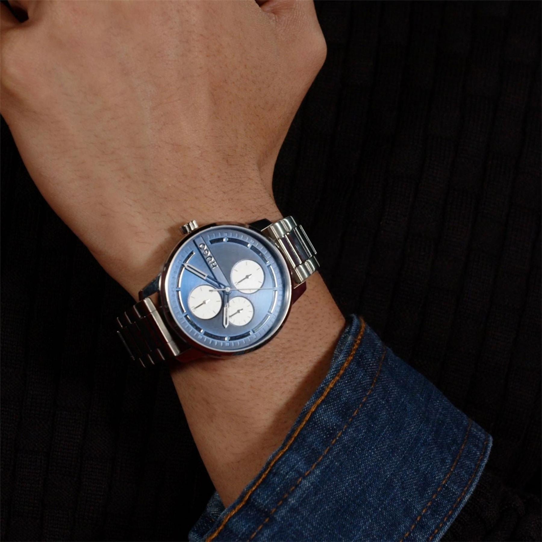 Hugo Stamp 44mm Multifunction Watch Mens