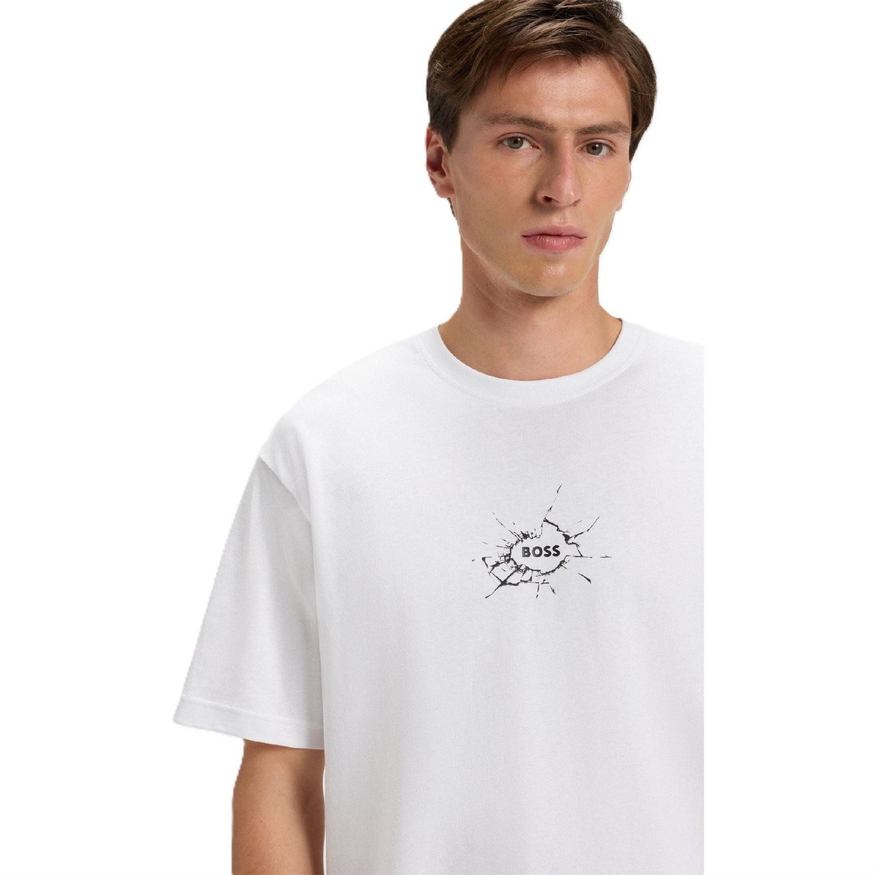 Boss Graphic Crew Neck Drop Shoulder Jersey T-Shirt