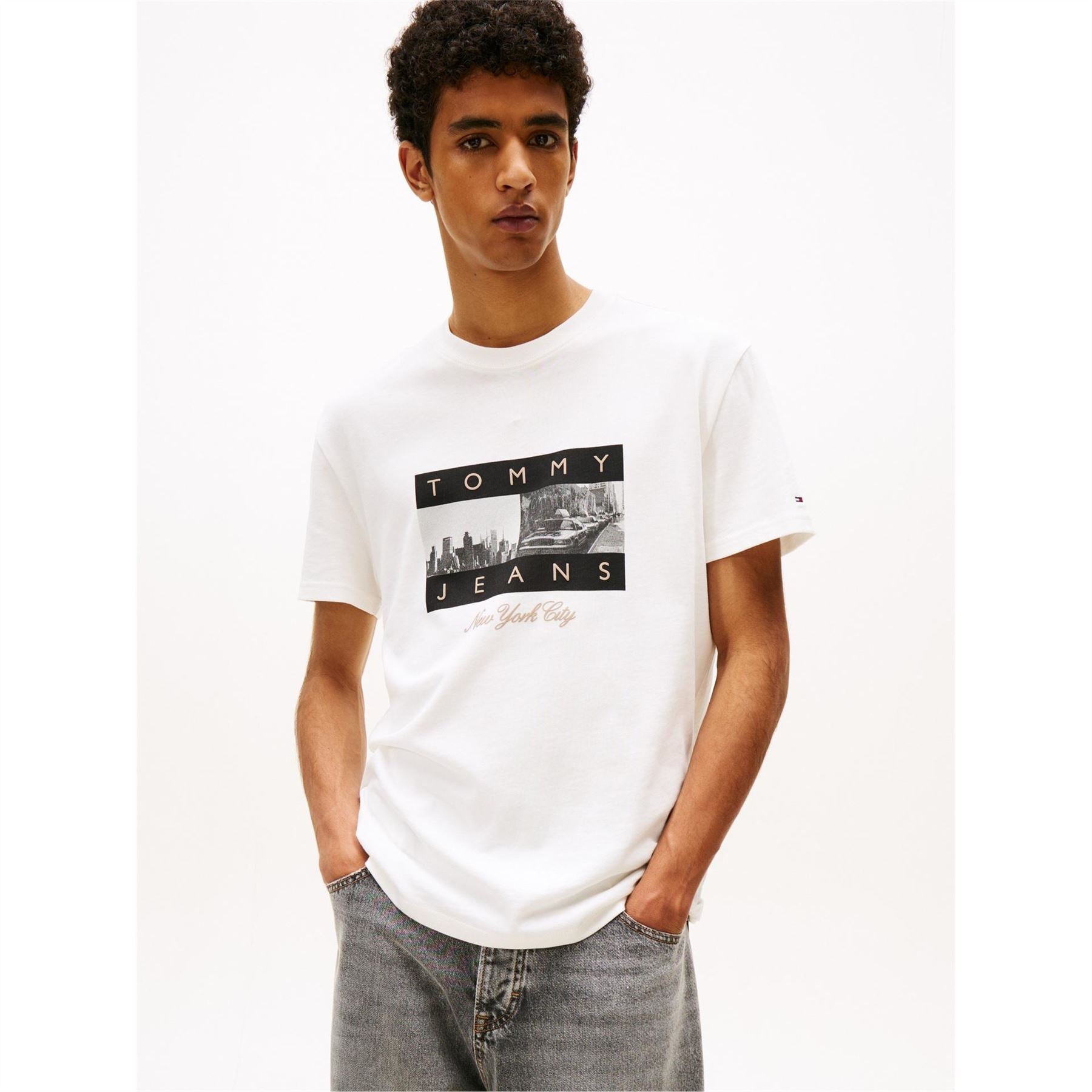 Tommy Jeans Flag Graphic Crew Neck Short Sleeve T-Shirt