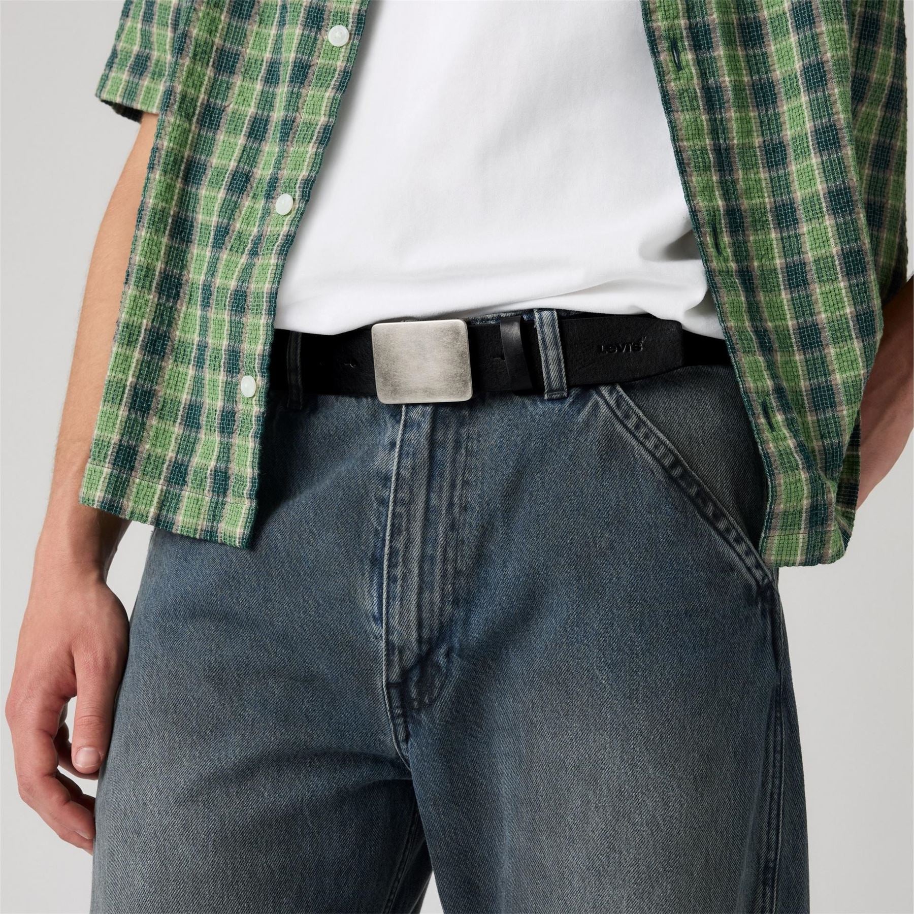 Levis Plaque Buckle Leather Belt