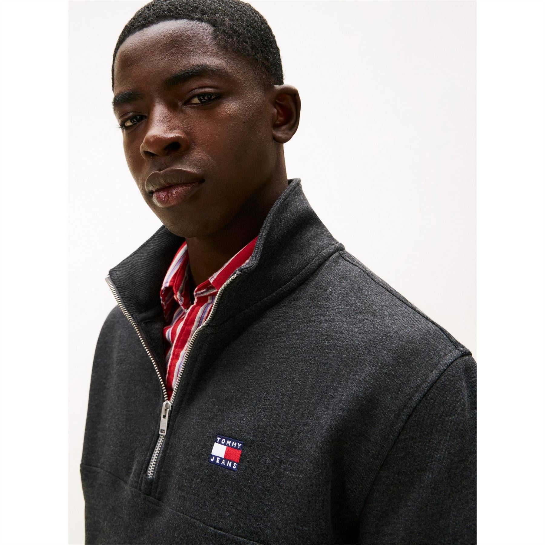 Tommy Jeans Lacoste Lettering Zip Neck Long Sleeve Sweatshirt