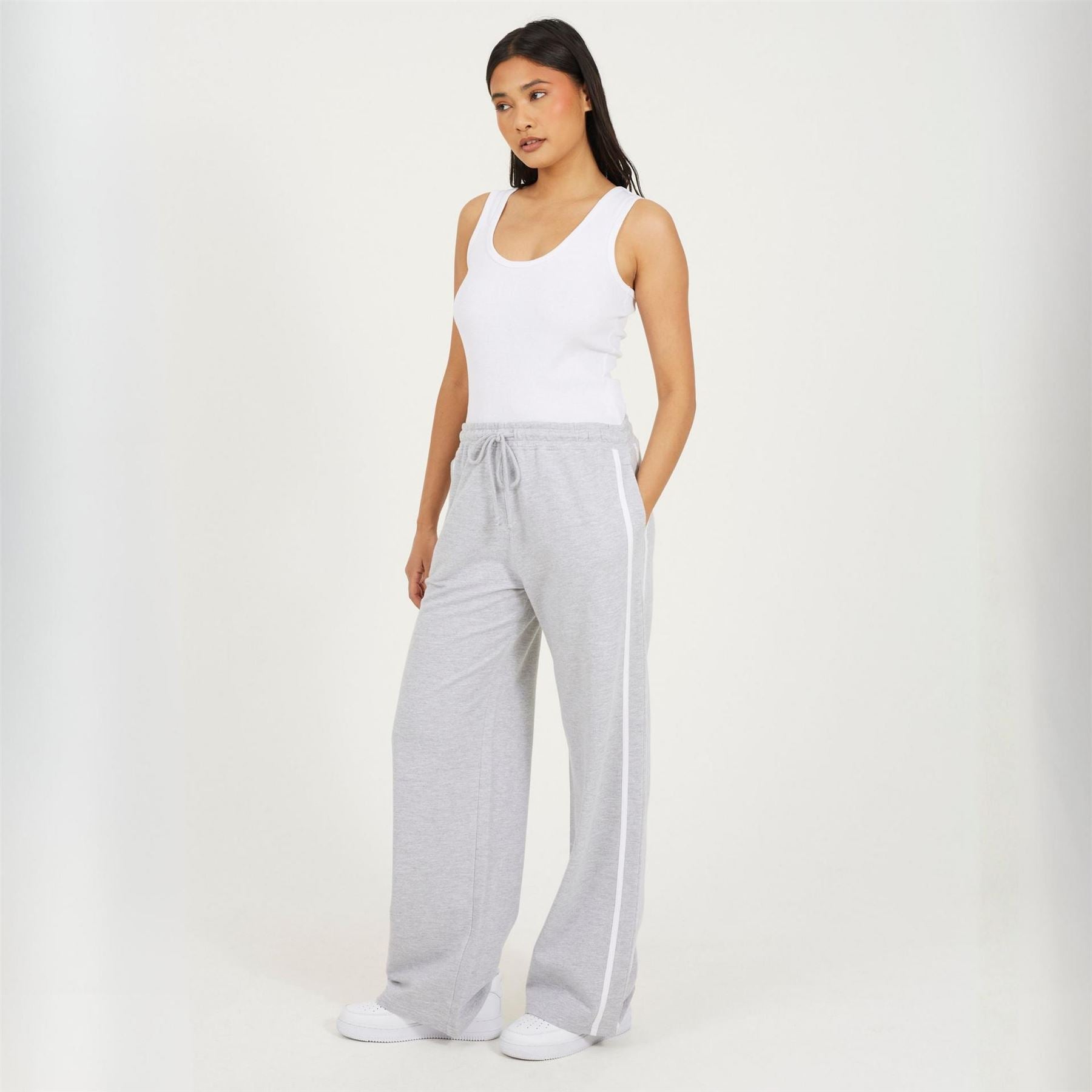 Brave Soul Womens Wide Leg Jogger With Side Stripe Detail