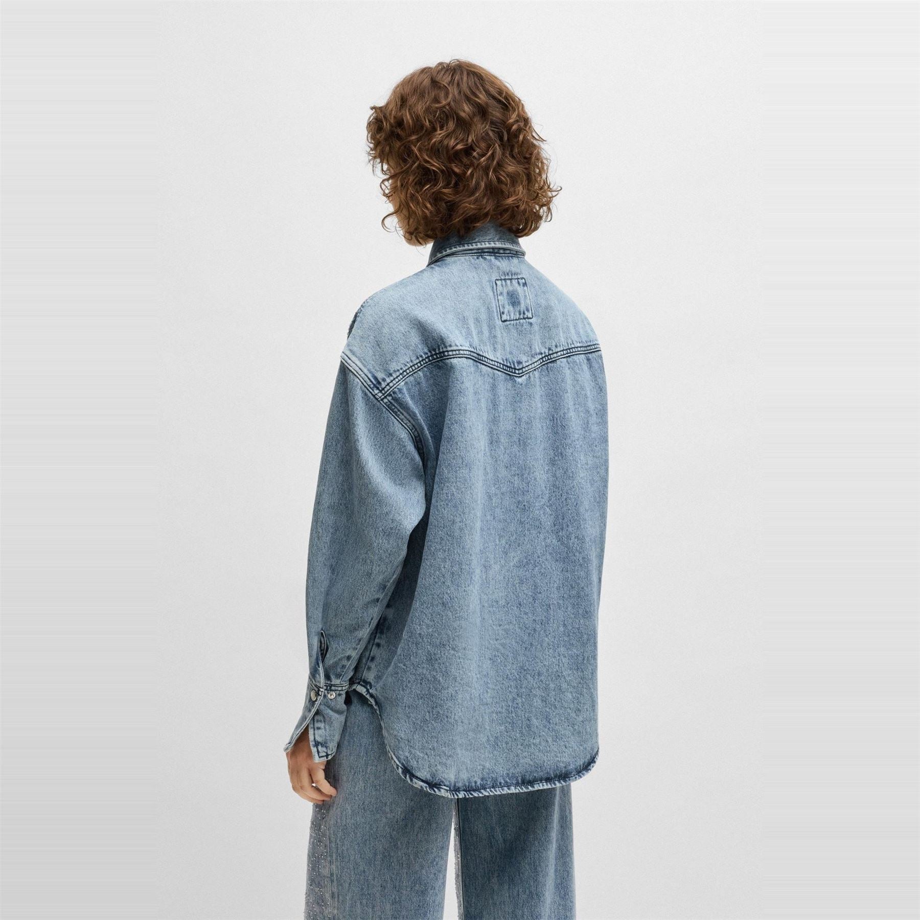 Boss Collared Neck Long Sleeve Relaxed Fit Denim Shirt