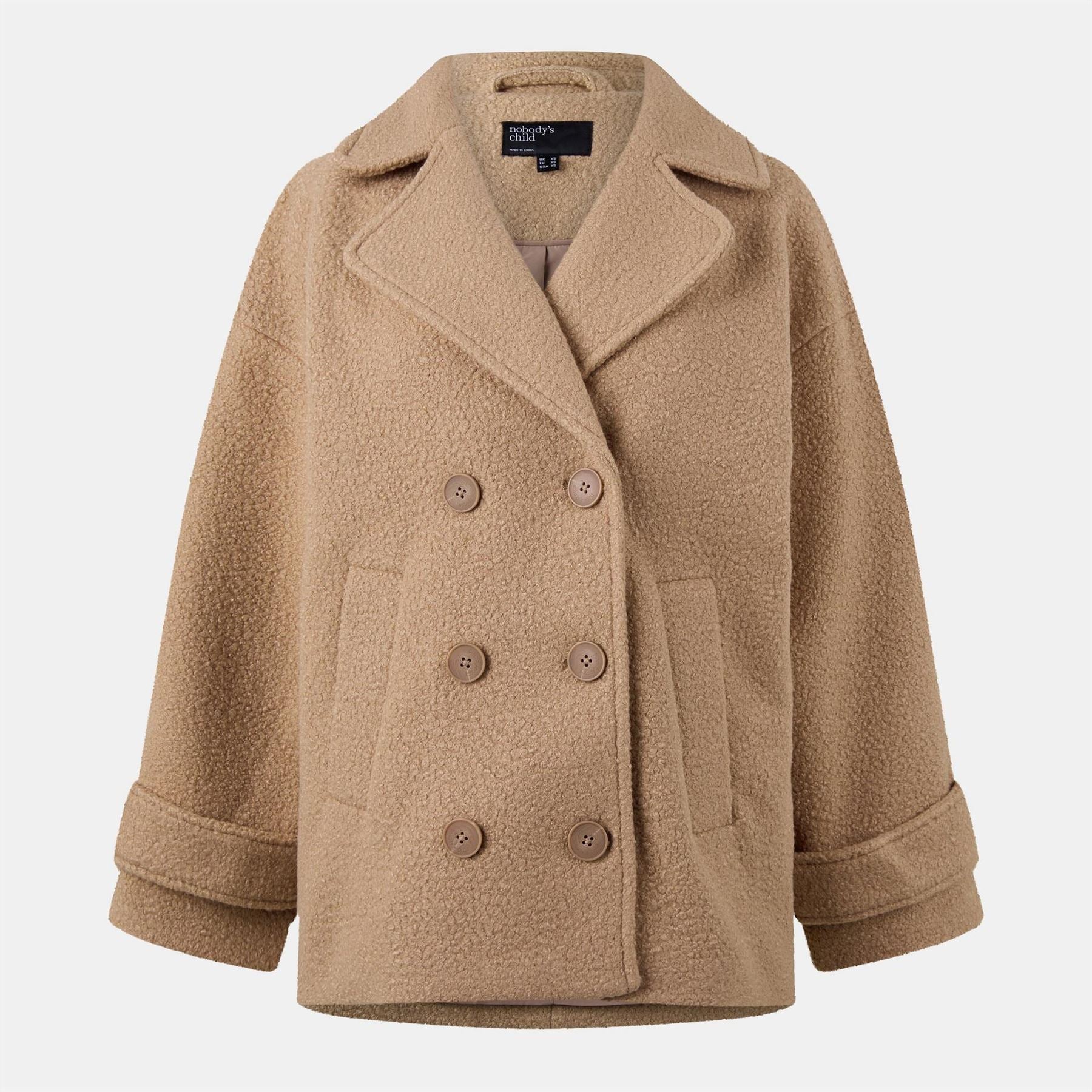 Nobodys Child Borg Lamb Skin Oversize Fit Peacoat