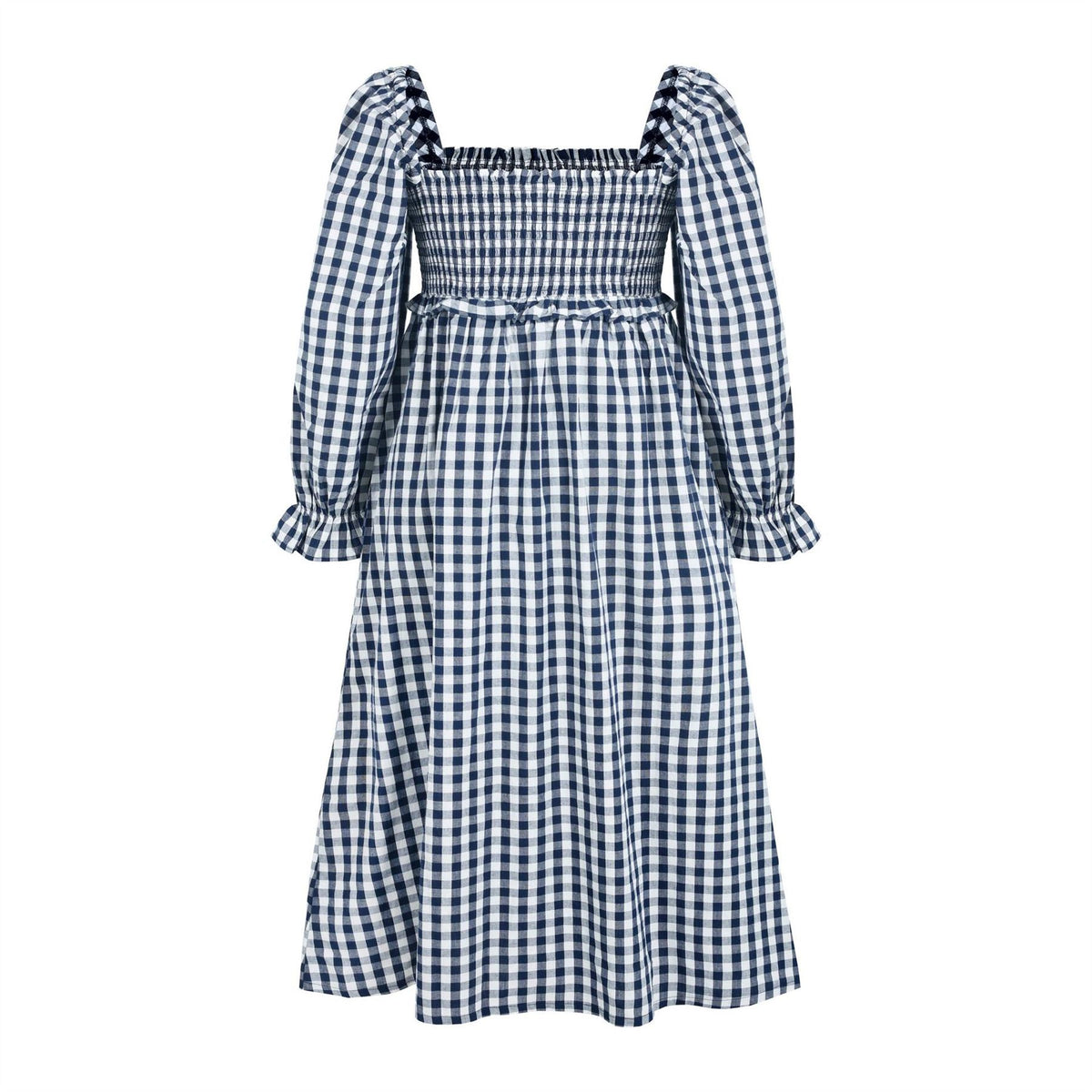 Miso Long Sleeve Square Neck Midi Check Dress