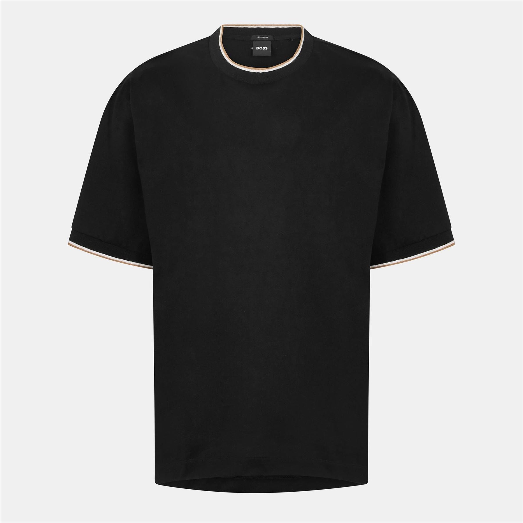 Boss Crew Neck Ribbed Collar Short Sleeve T-Shirt