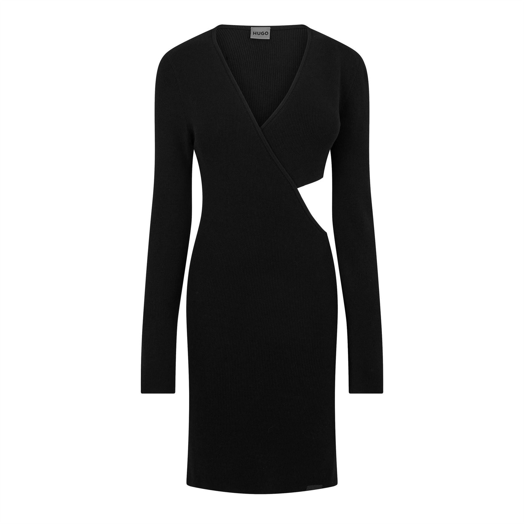 Hugo V-Neck Long Sleeve Mini Bodycon Dress