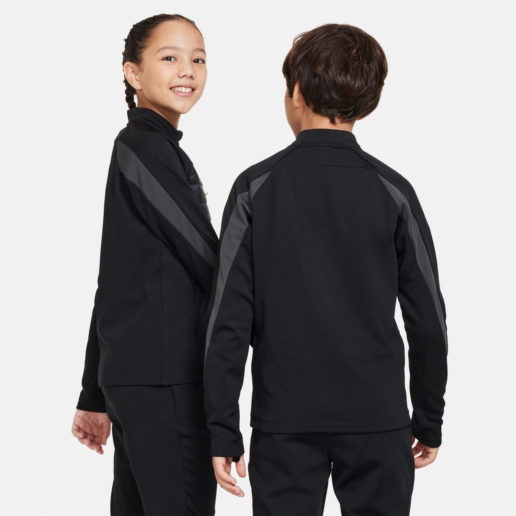 Nike Solid Patterned Half Zipper Band Collared Thumbhole Cuff Track Jacket