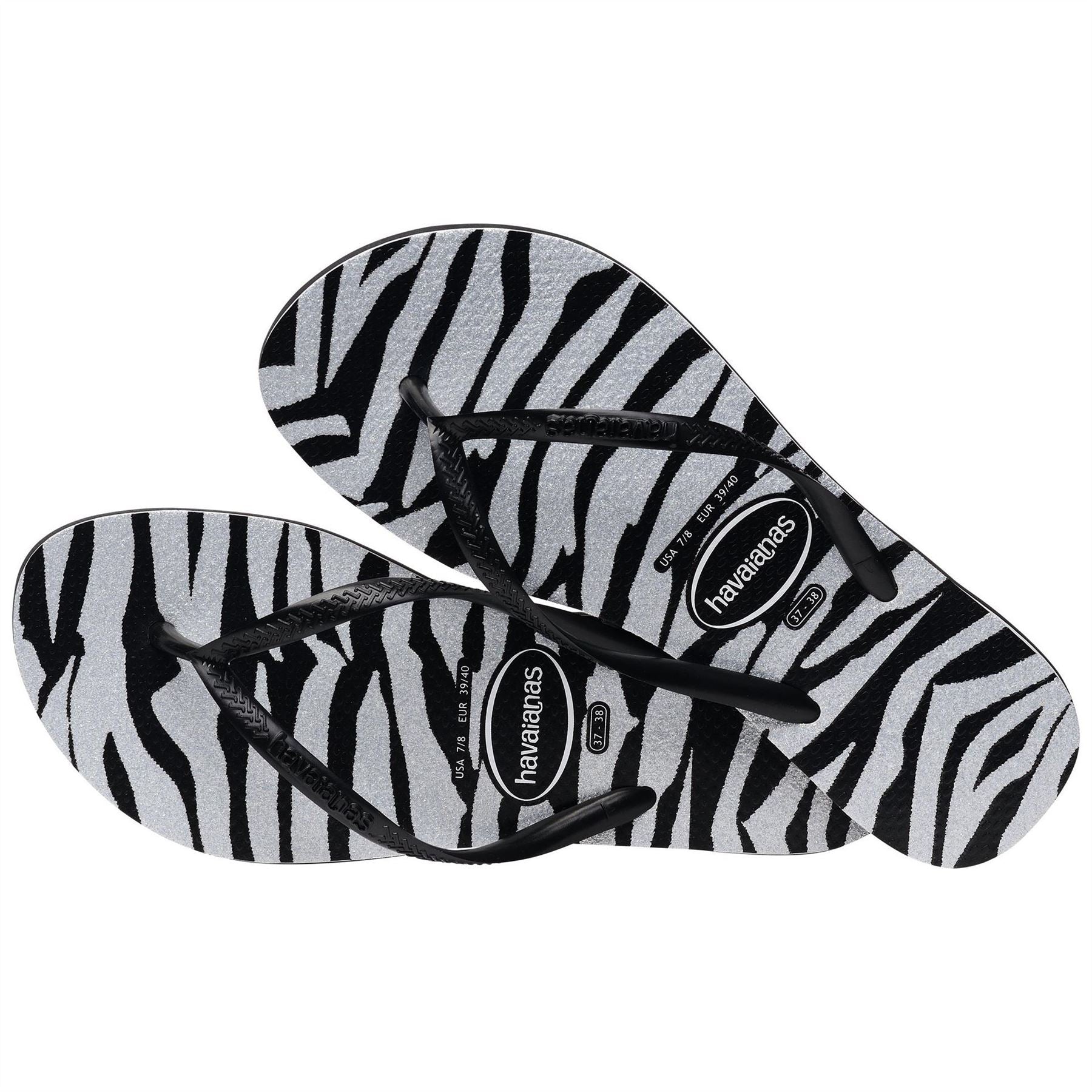 Havaianas Slim Animals Glitter Black Flip Flops