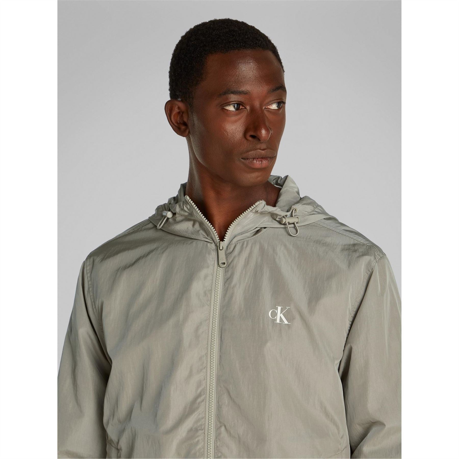 Calvin Klein Jeans Hooded Windbreaker with Ribbed Cuff