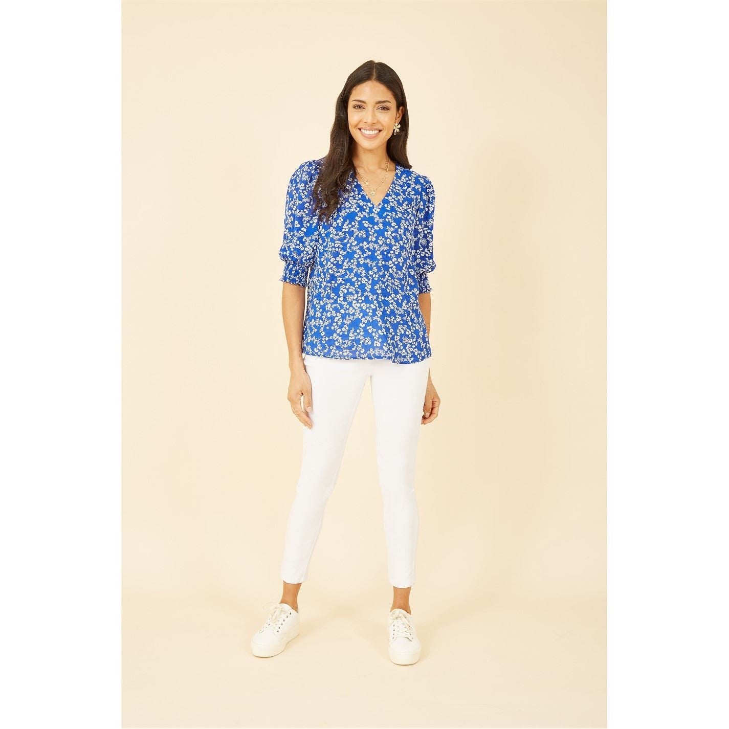 Yumi Ditsy Print Puff Sleeve Top