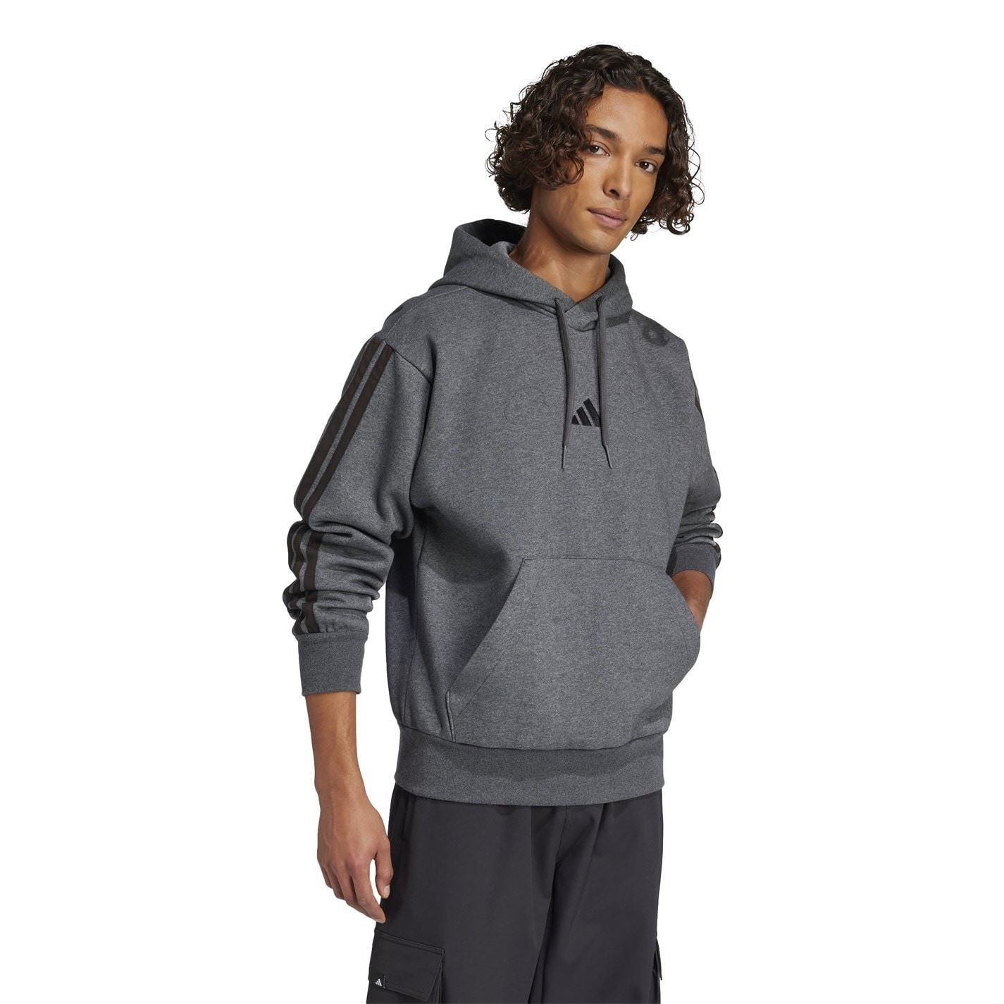 adidas Mens Fleece 3 Stripes Hoodie