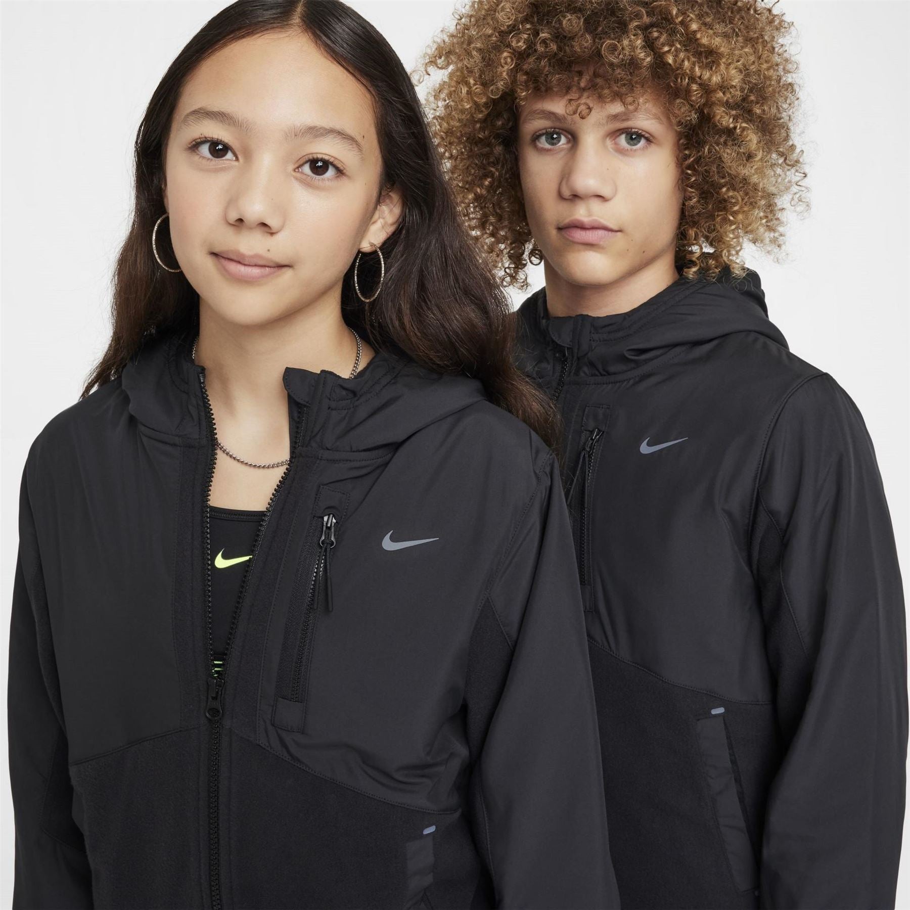 Nike Utility Solid Patterned Hooded Full Zipper Cargo Jacket