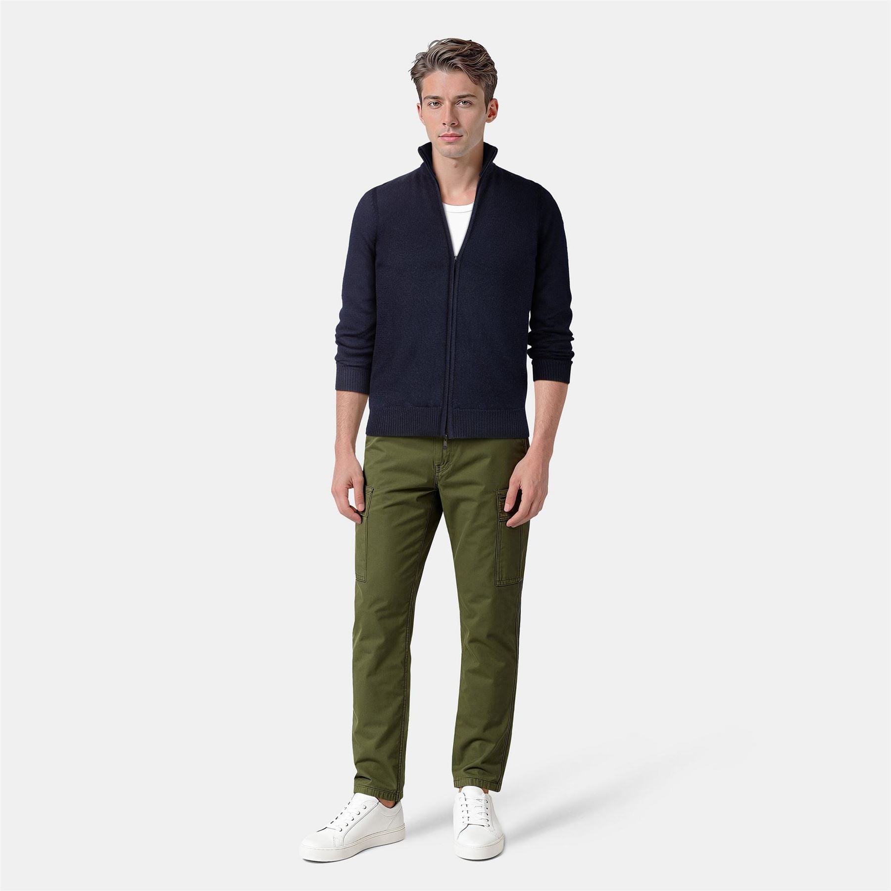 Lyle and Scott Zip Neck Regular Fit Long Sleeve Sweater