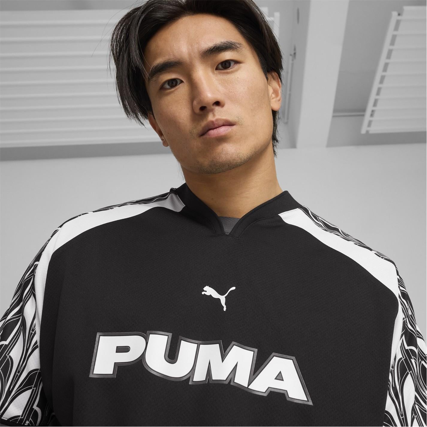 Puma V-Neck Logo Print Short Sleeve T-Shirt