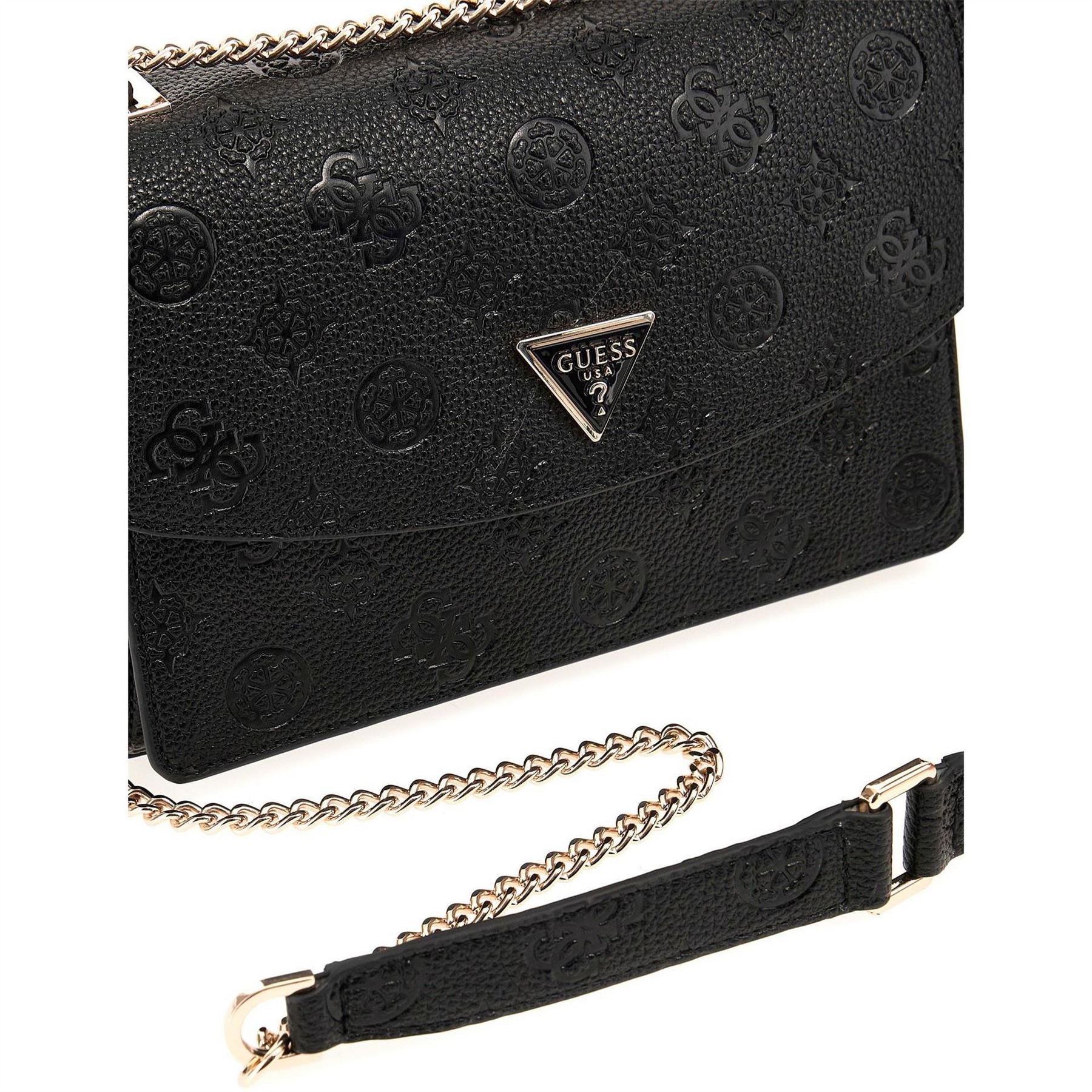 Guess Embossed Logo Cross Body Bag with Silver Tone Hardware