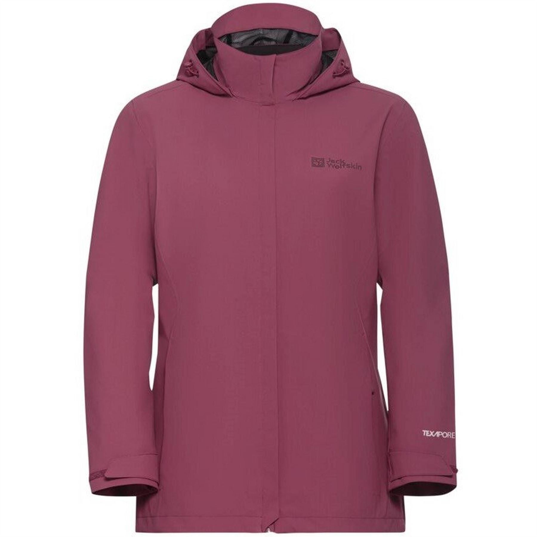 Jack Wolfskin Trailtime Hooded Solid Patterned Rain Jacket