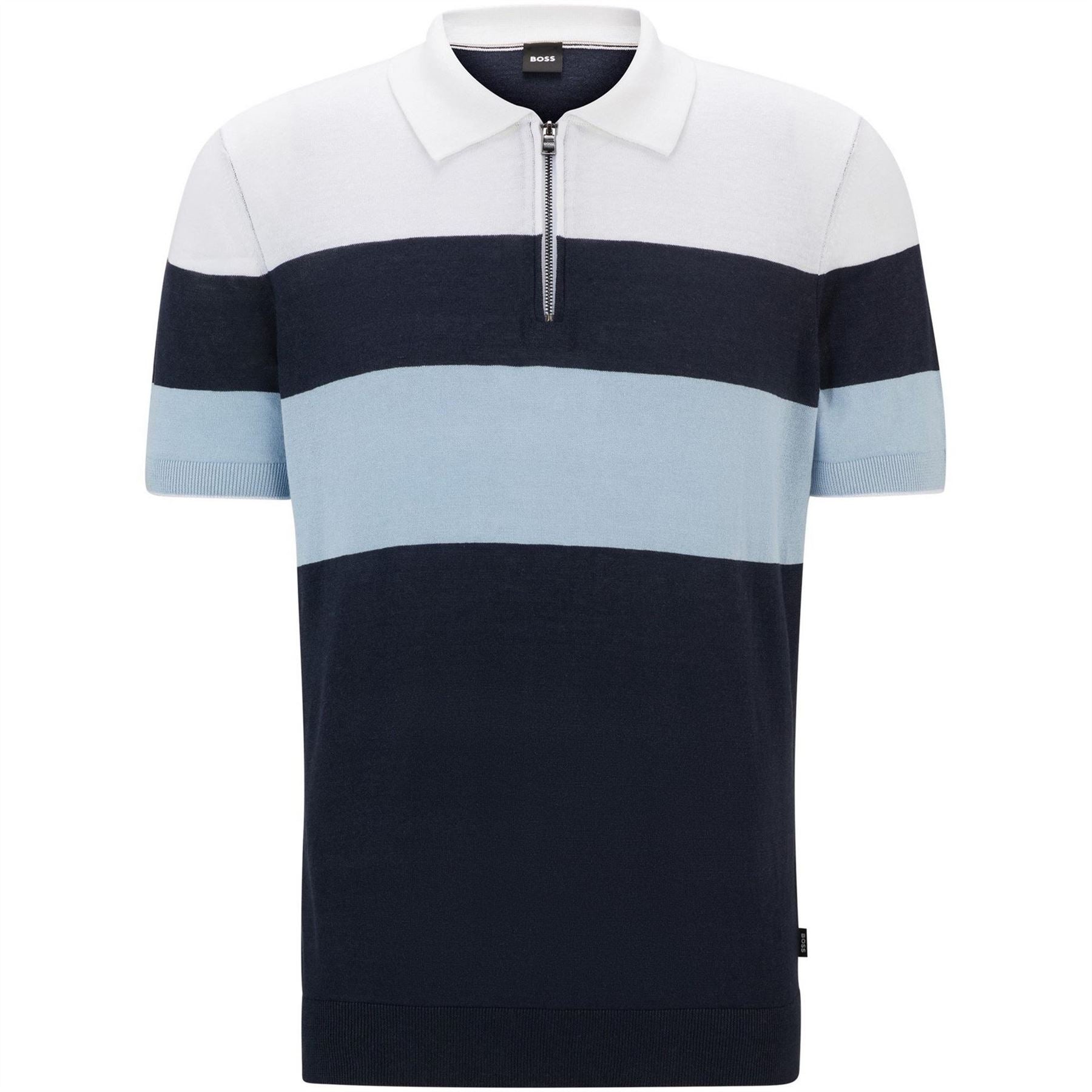 Boss Zip Neck Collared Short Sleeve Shirt