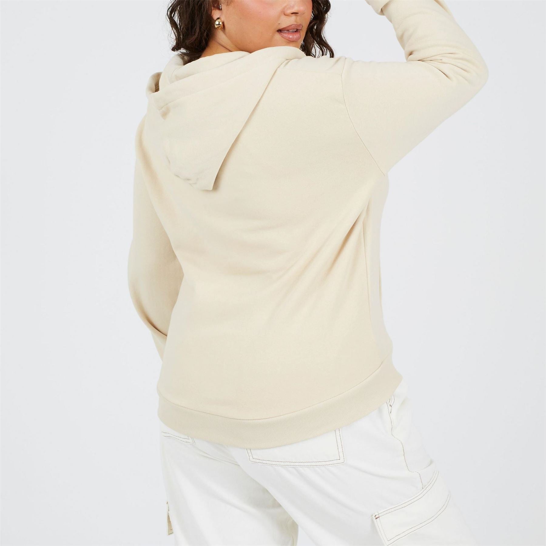 Brave Soul Solid Patterned Hooded Ribbed Cuff Sweat Jacket with Kangaroo Pocket