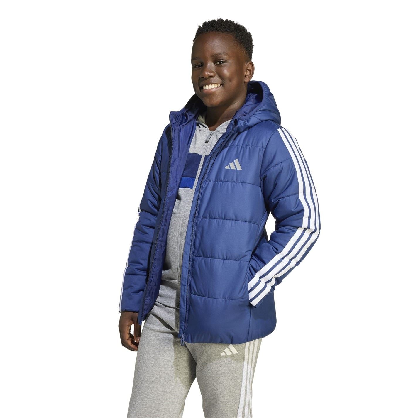 adidas Kids Essentials 3S Hooded Long Sleeve Puffer Jacket